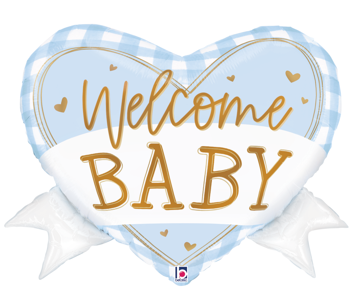 Betallic 28" Blue Gingham Baby Heart Banner