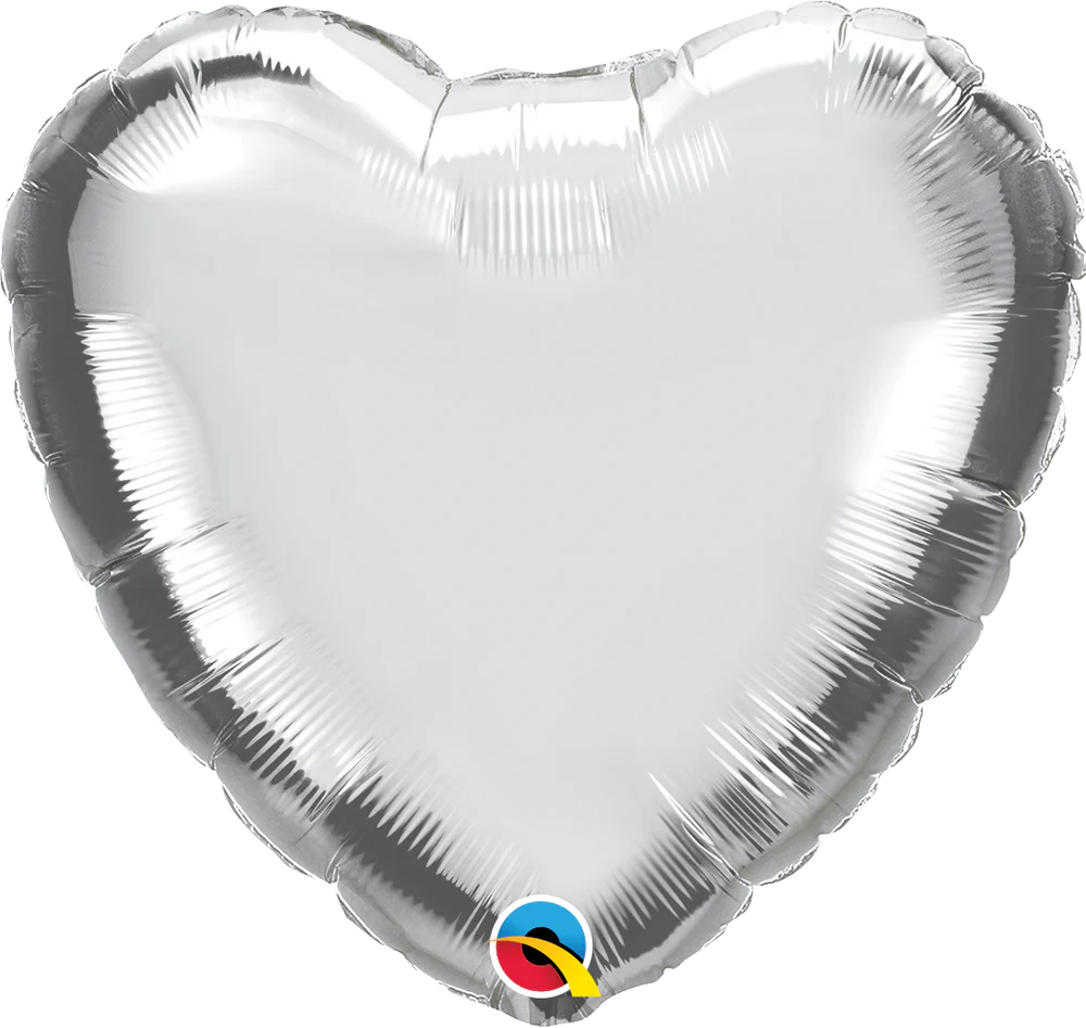 36" Silver Heart Pack of 5