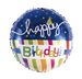 18" Happy Birthday Stripes Foil