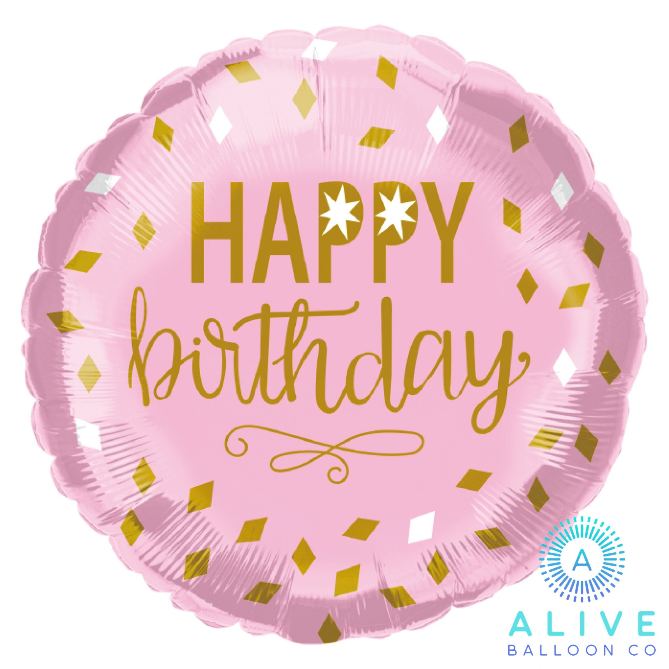Alive Balloon Co 10" Happy Birthday Pink
