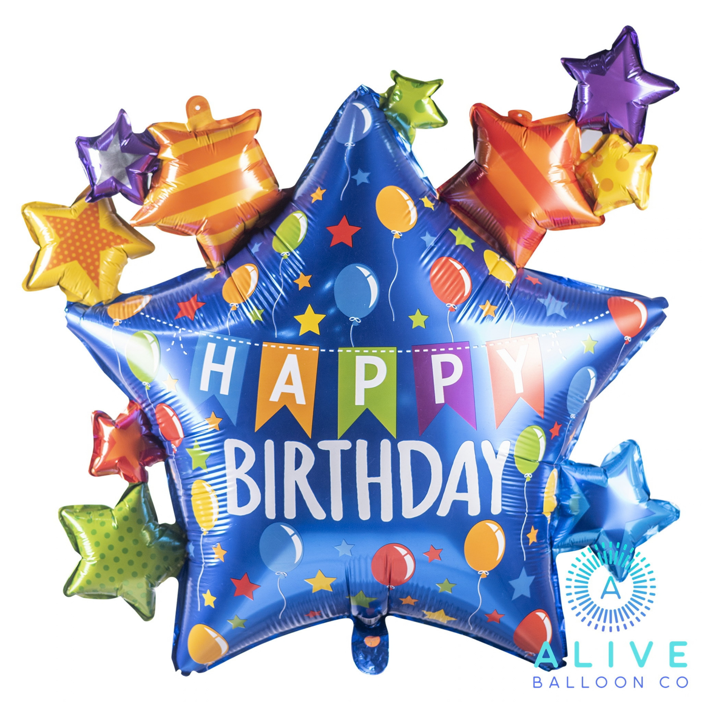 Alive Balloon Co 34" Happy Birthday Multi Star