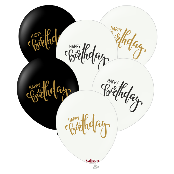 Kalisan Happy Birthday Black and White (Print: Black and Gold)