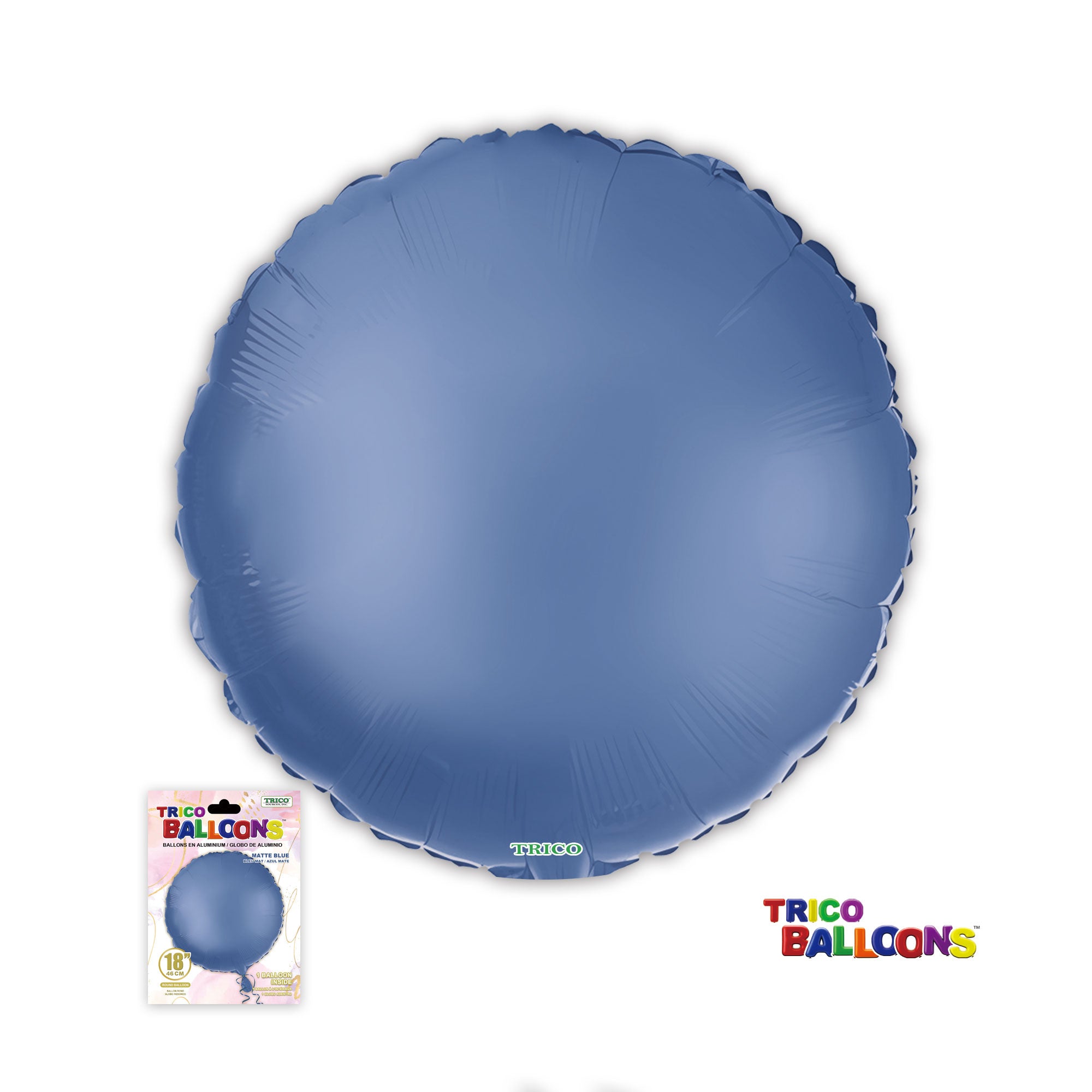 18" ROUND FOIL BALLOON - MATTE BLUE