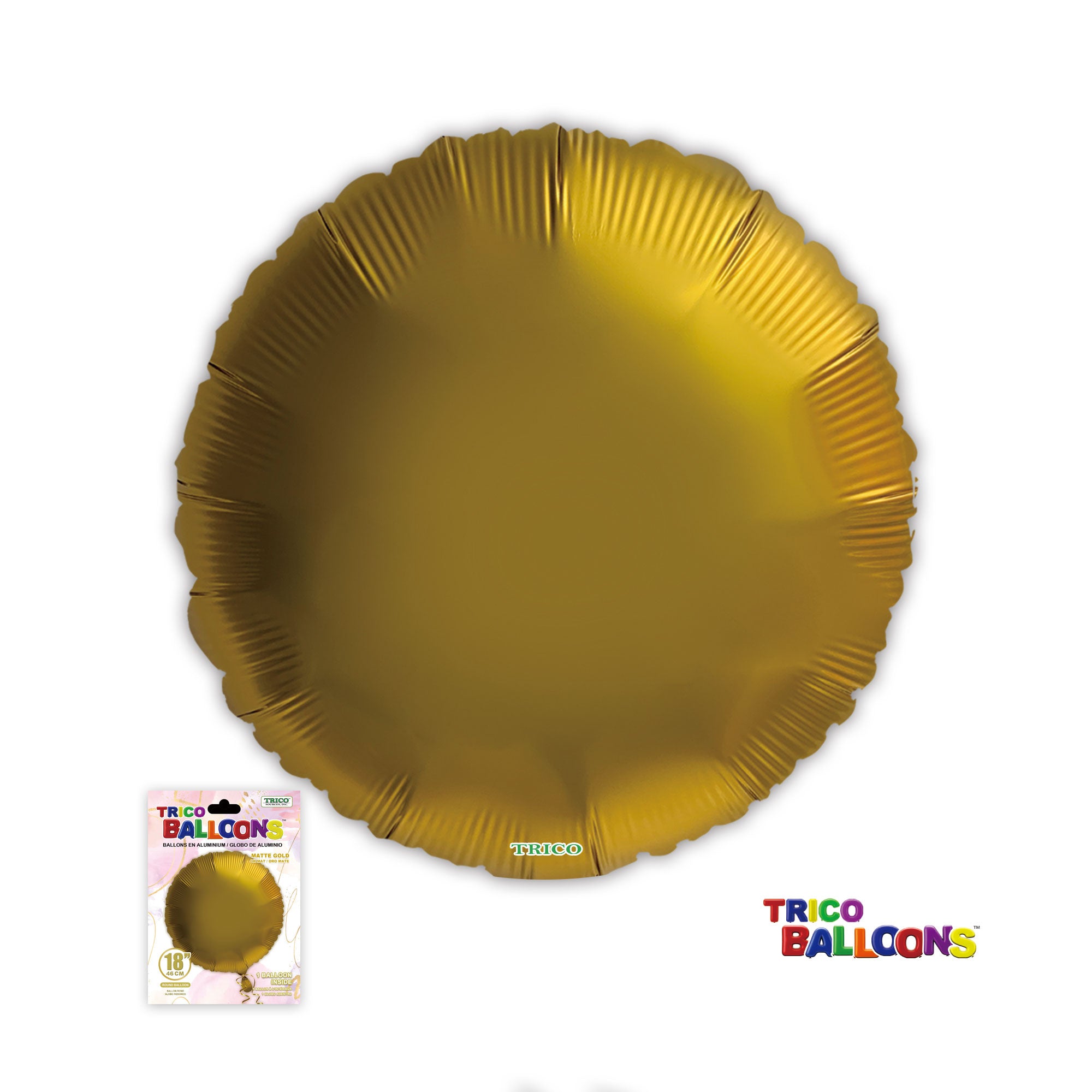 18" ROUND FOIL BALLOON-NON METALLIC GOLD