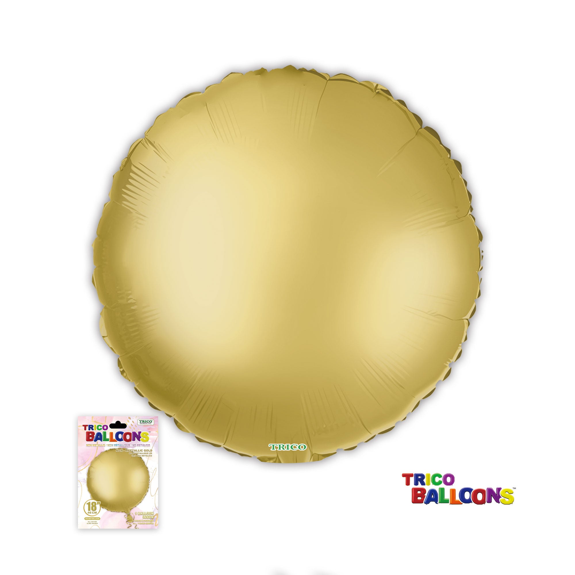18" ROUND FOIL BALLOON-NON METALLIC GOLD