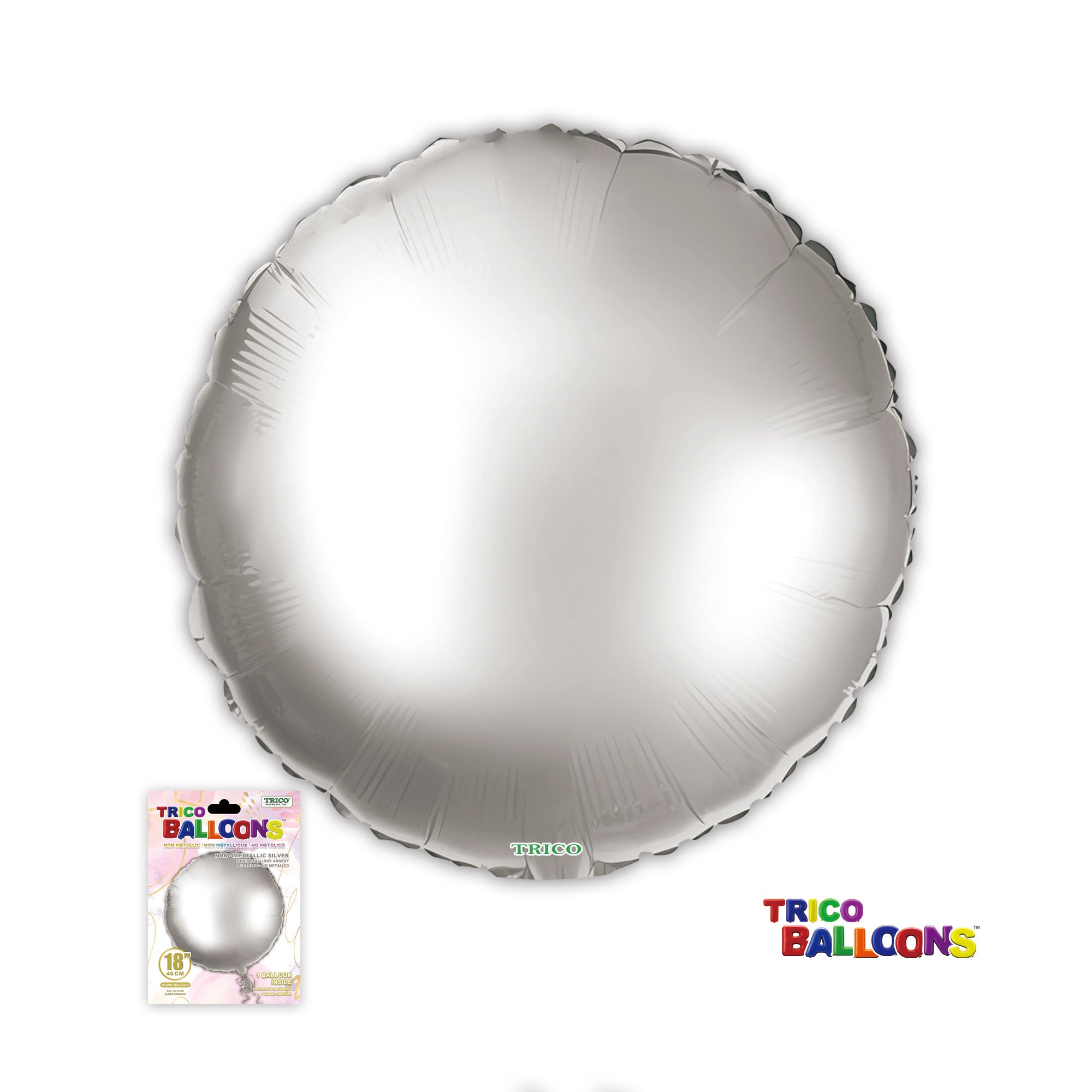 18" ROUND NON-METALLIC BALLOON - NON-METALLIC SILVER