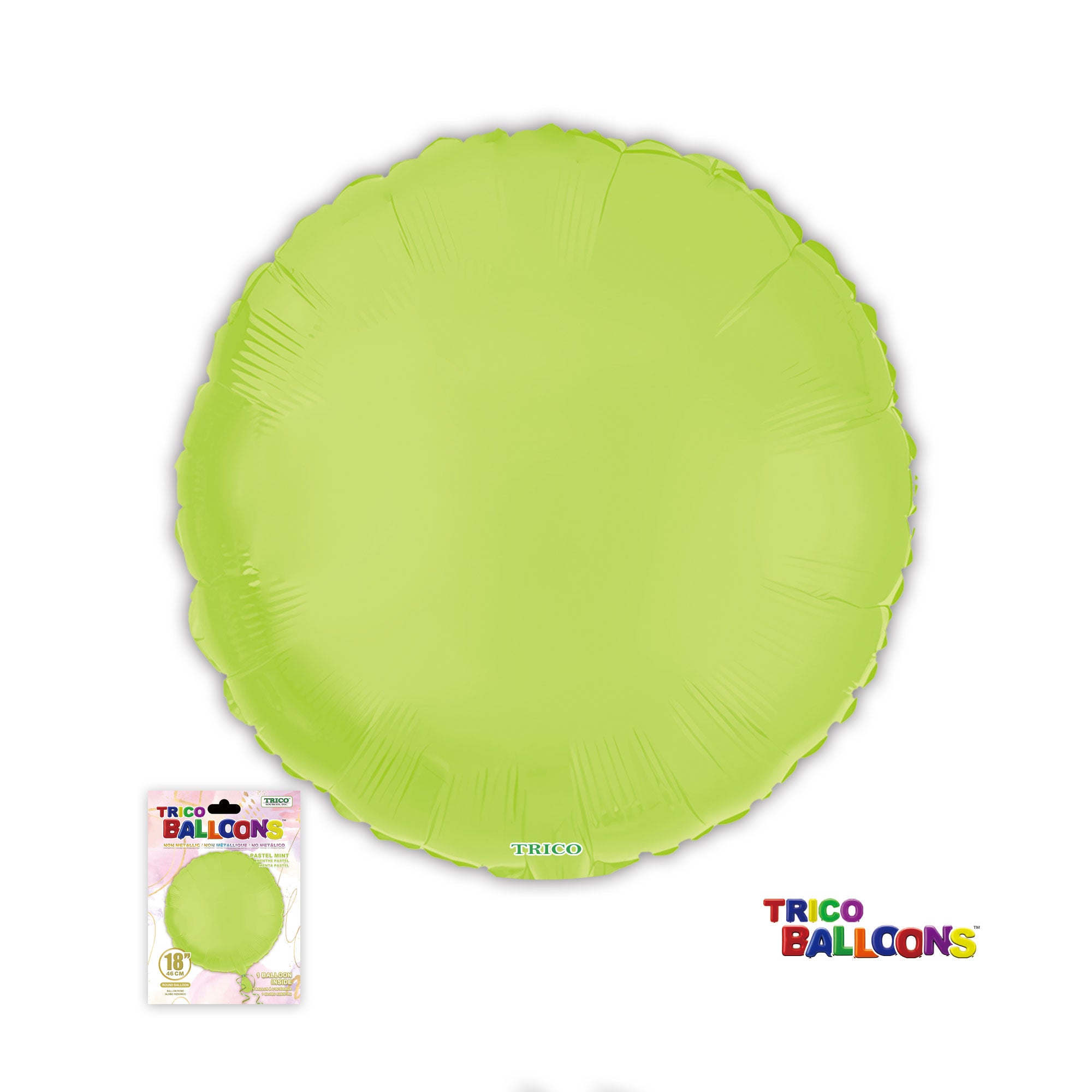 18" ROUND NON-METALLIC BALLOON - PASTEL MINT