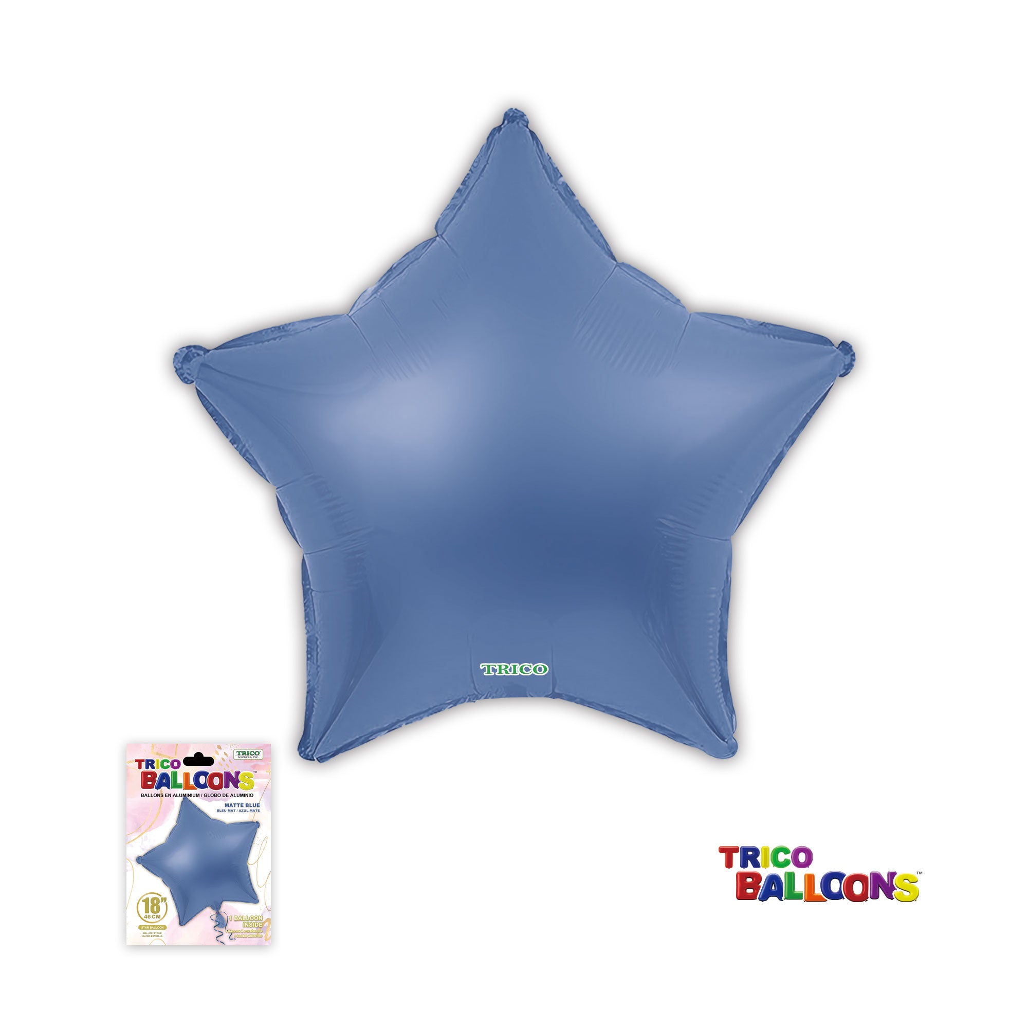18" STAR FOIL BALLOON - MATTE BLUE