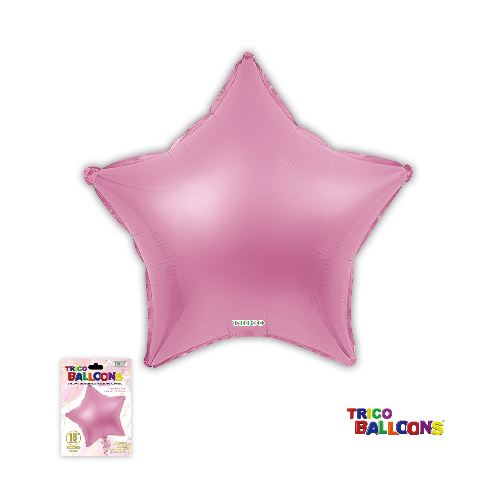 18" STAR FOIL BALLOON - MATTE PINK