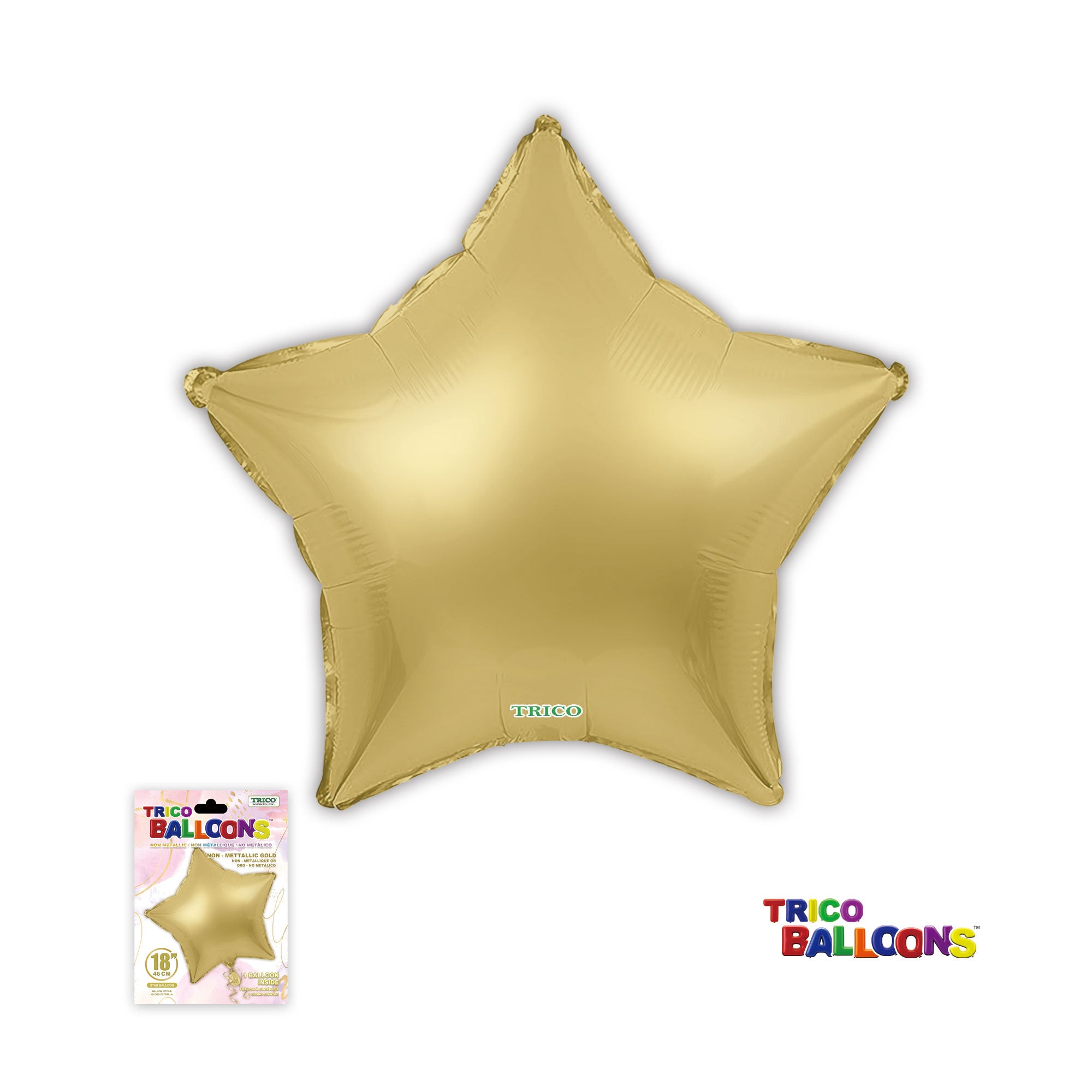 18" STAR NON-METALLIC BALLOON - NON-METALLIC GOLD