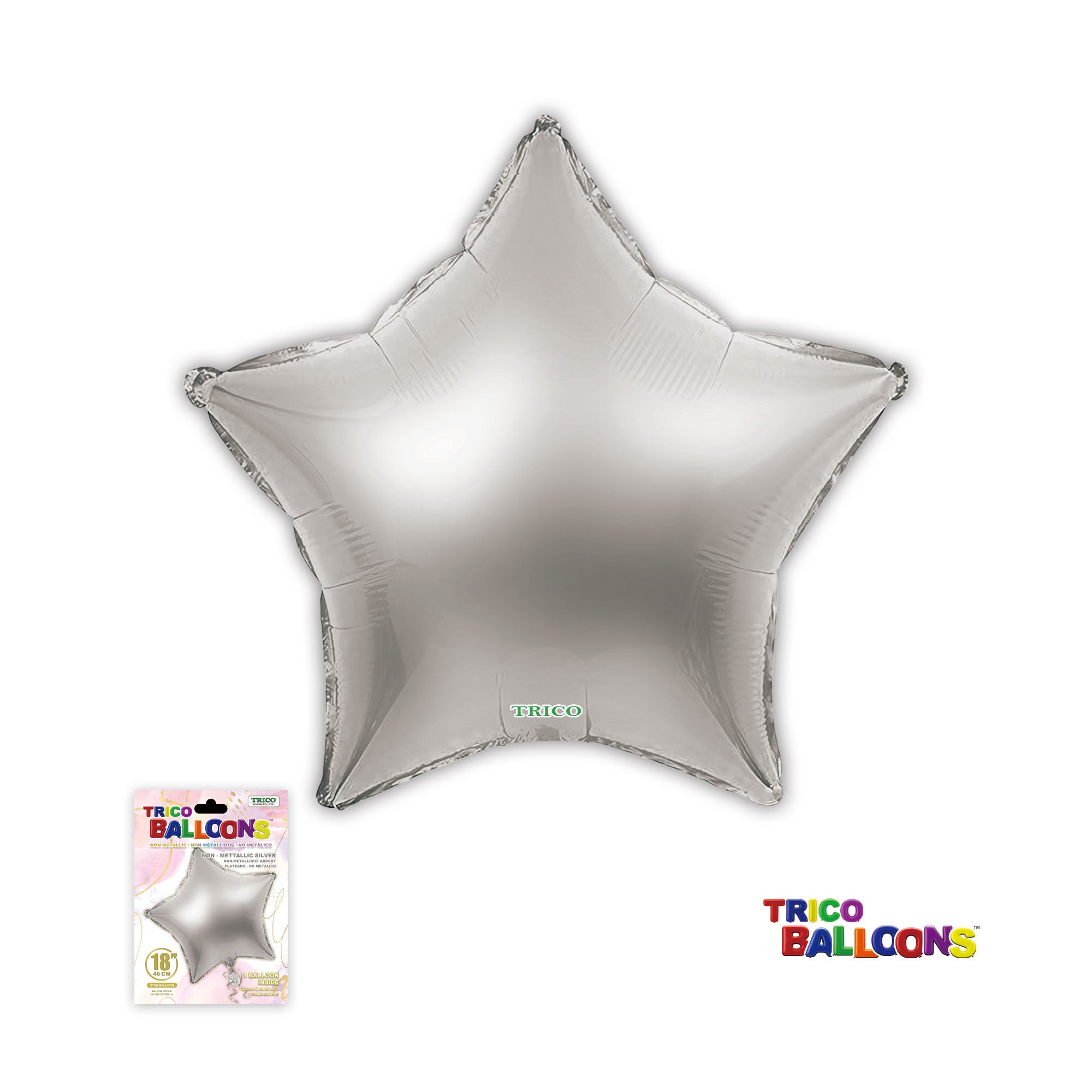 18" STAR NON-METALLIC BALLOON - NON-METALLIC SILVER