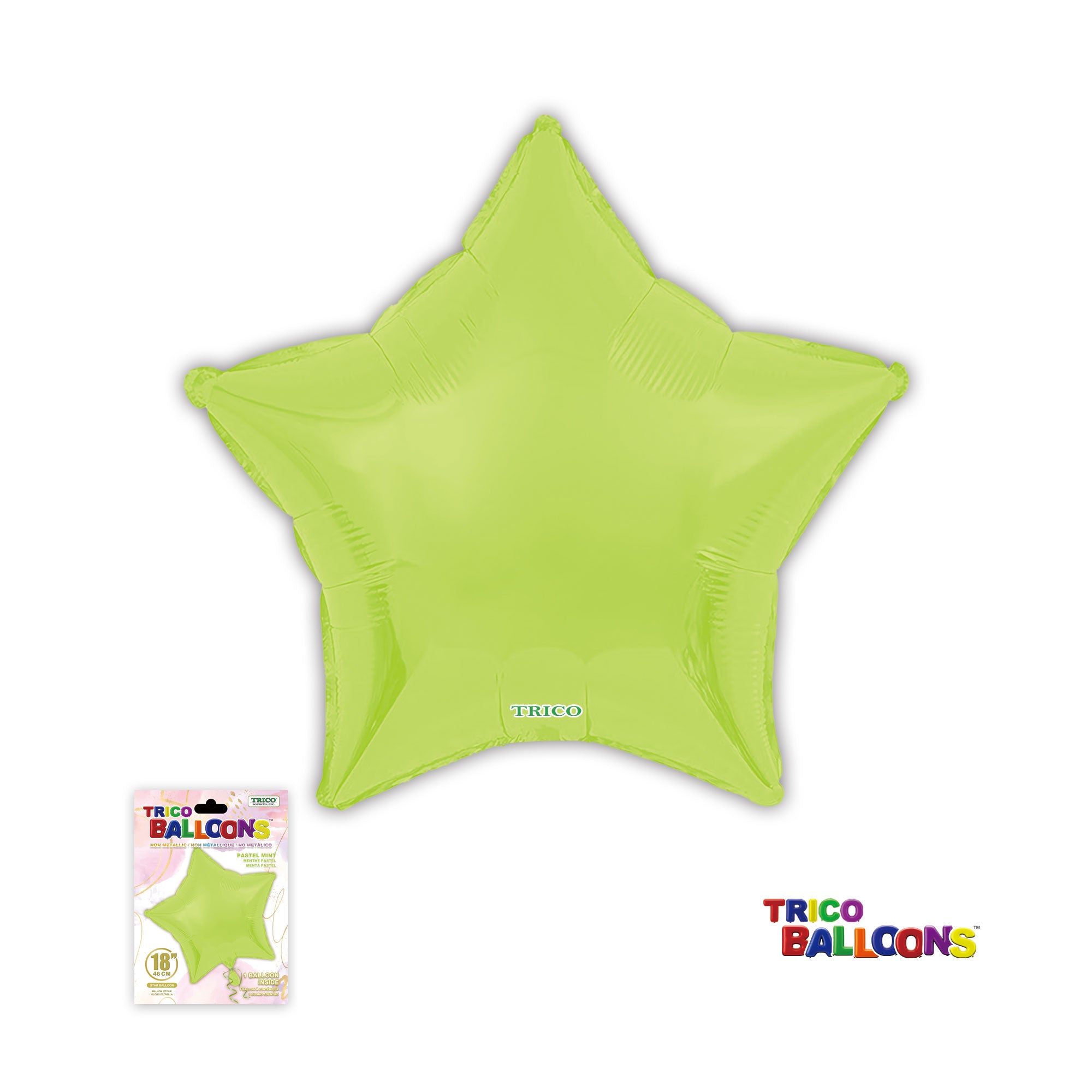 18" STAR NON-METALLIC BALLOON - PASTEL MINT