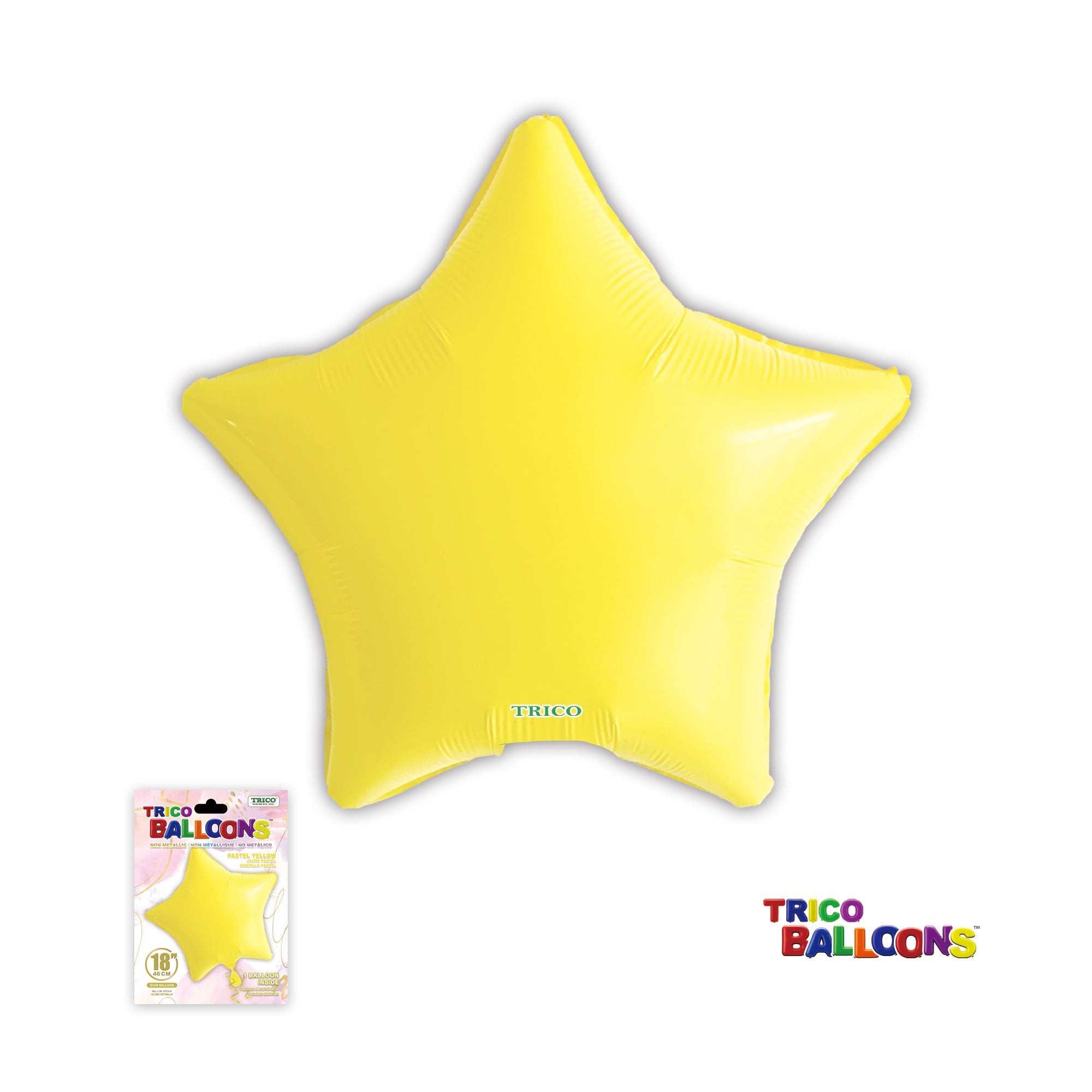 18" STAR NON-METALLIC BALLOON - PASTEL YELLOW