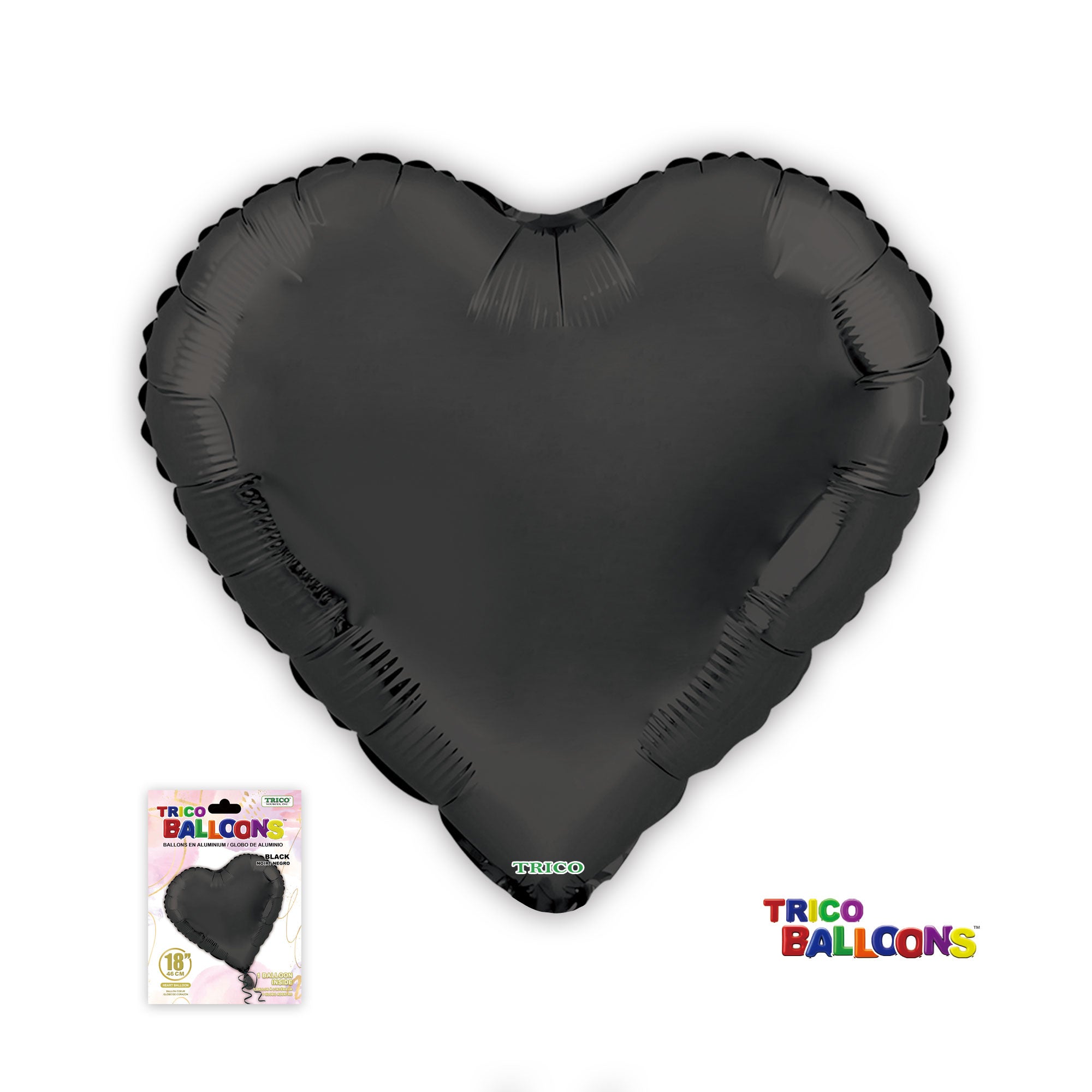 18" HEART FOIL BALLOON - BLACK