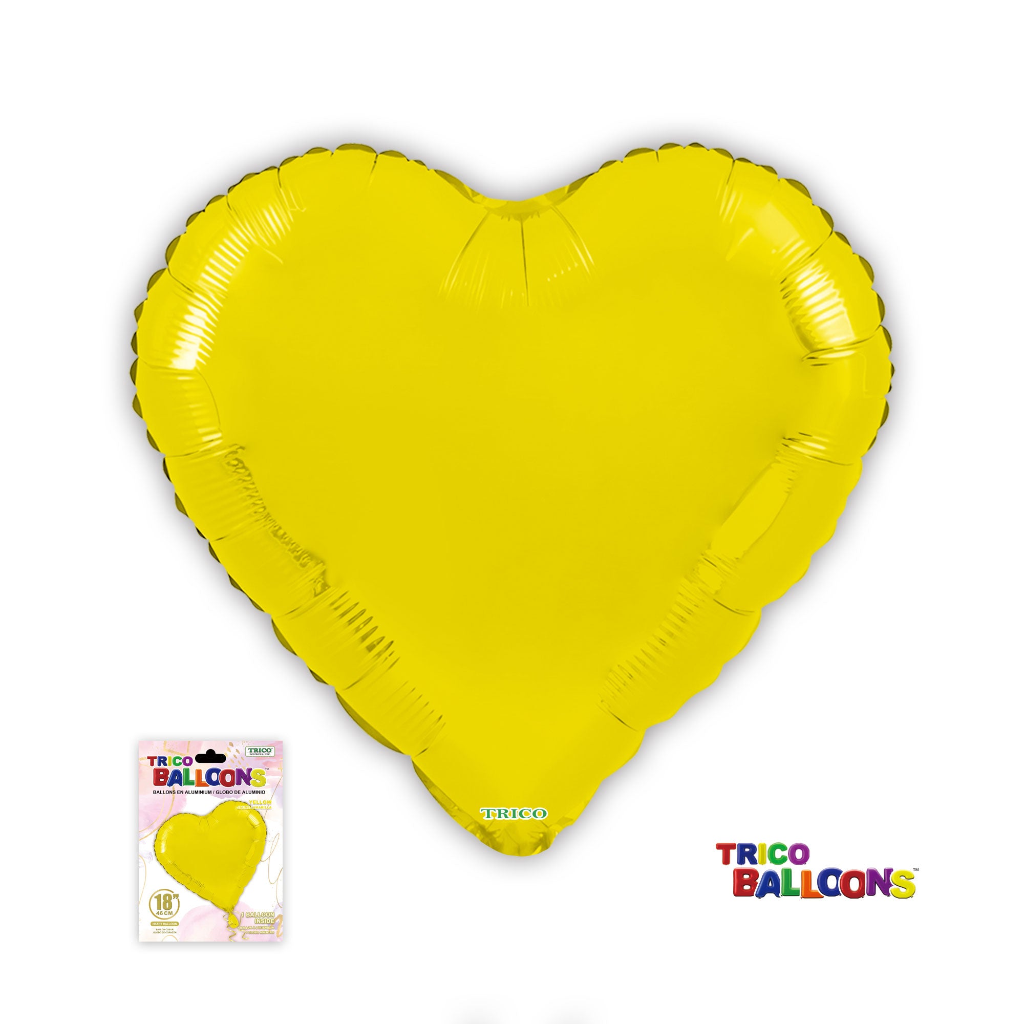 18" HEART FOIL BALLOON - YELLOW