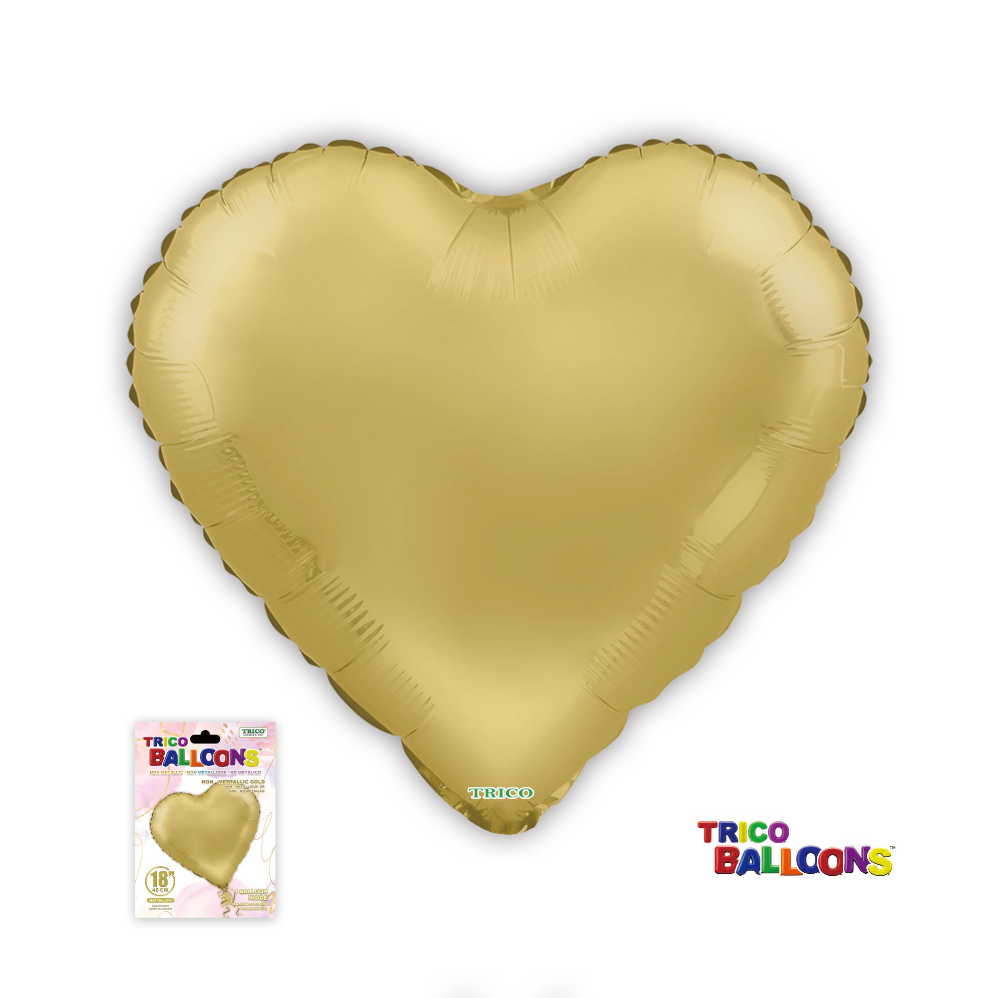 18" HEART NON-METALLIC BALLOON - NON-METALLIC GOLD