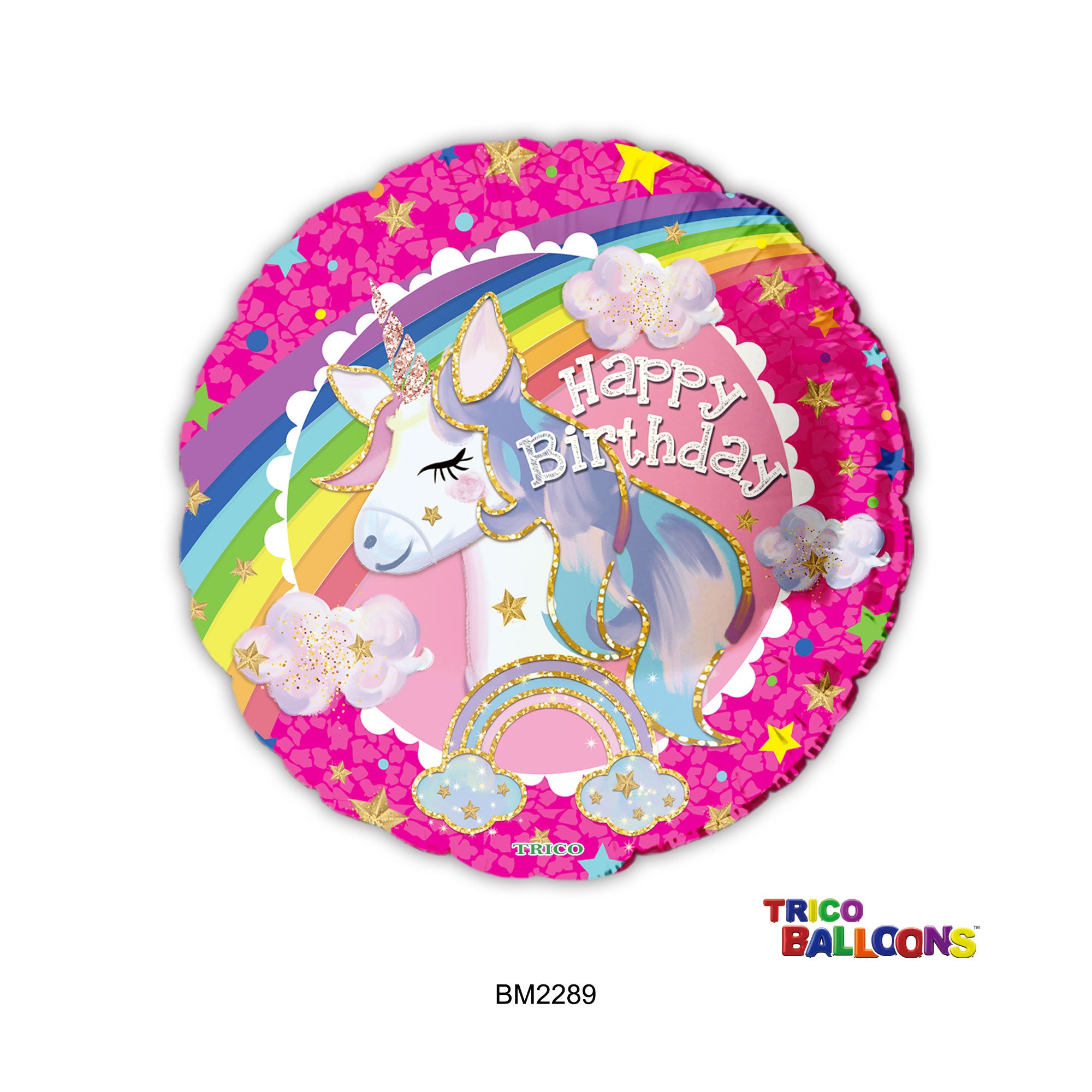 18" HAPPY BIRTHDAY UNICORN FOIL BALLOON   - PINK