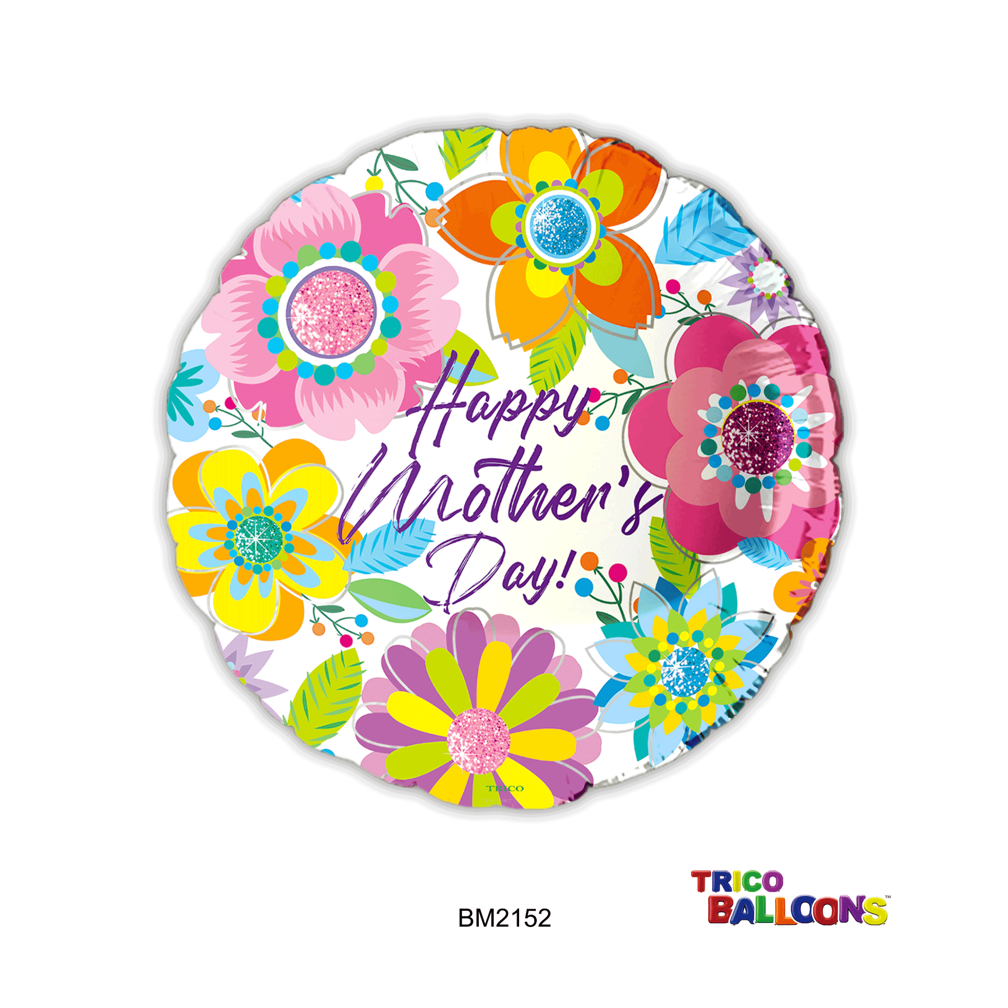 18" HAPPY MOTHER'S DAY FOIL BALLOON ROUND FLORAL