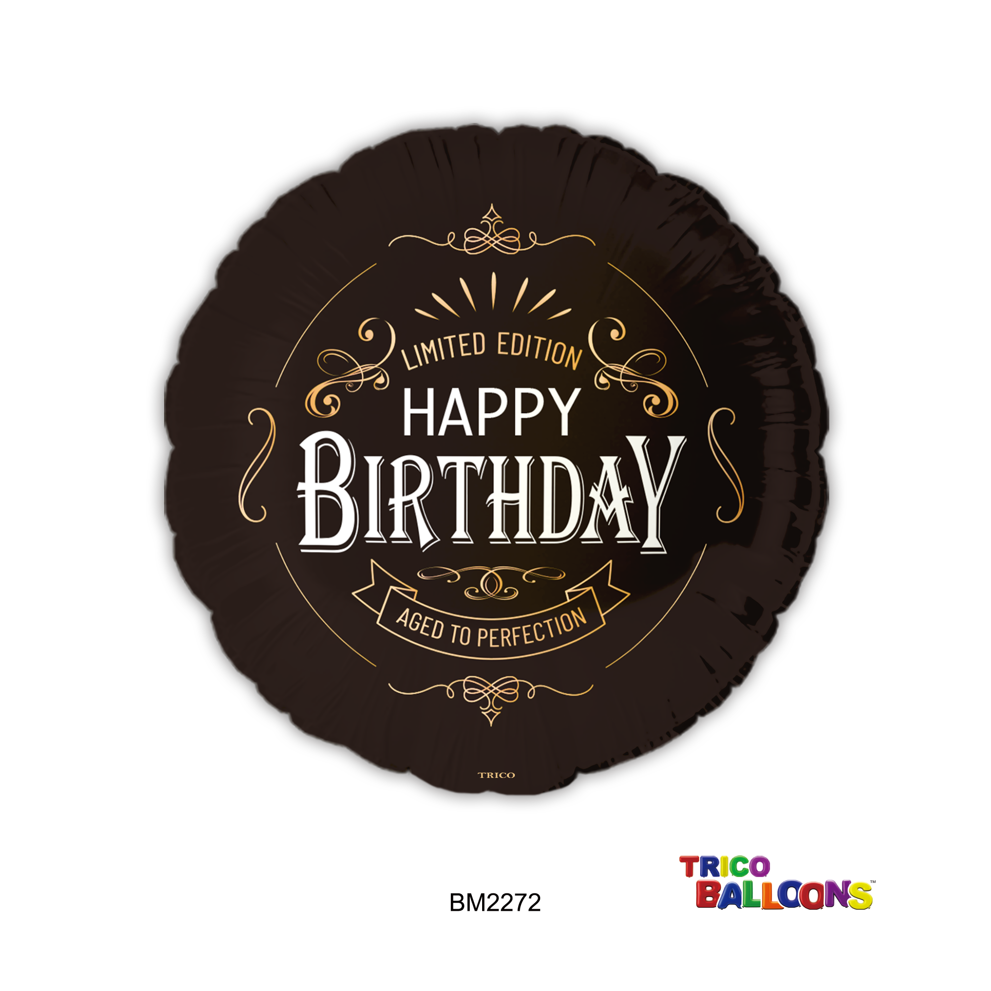 18" HAPPY BIRTHDAY LIMITED EDITION /AGED TO PERFECTION FOIL BALLOON ROUND - BLACK