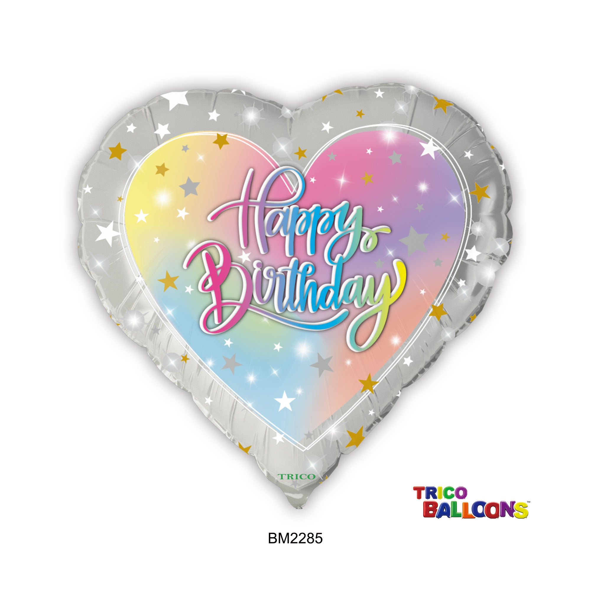 18" HAPPY BIRTHDAY GROOVY RAINBOW FOIL HEART