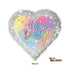 18" HAPPY BIRTHDAY GROOVY RAINBOW FOIL HEART