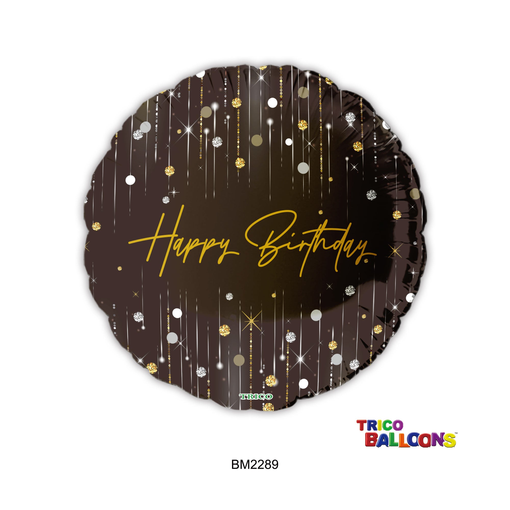 18" HAPPY BIRTHDAY FOIL BALLOON ROUND - BLACK