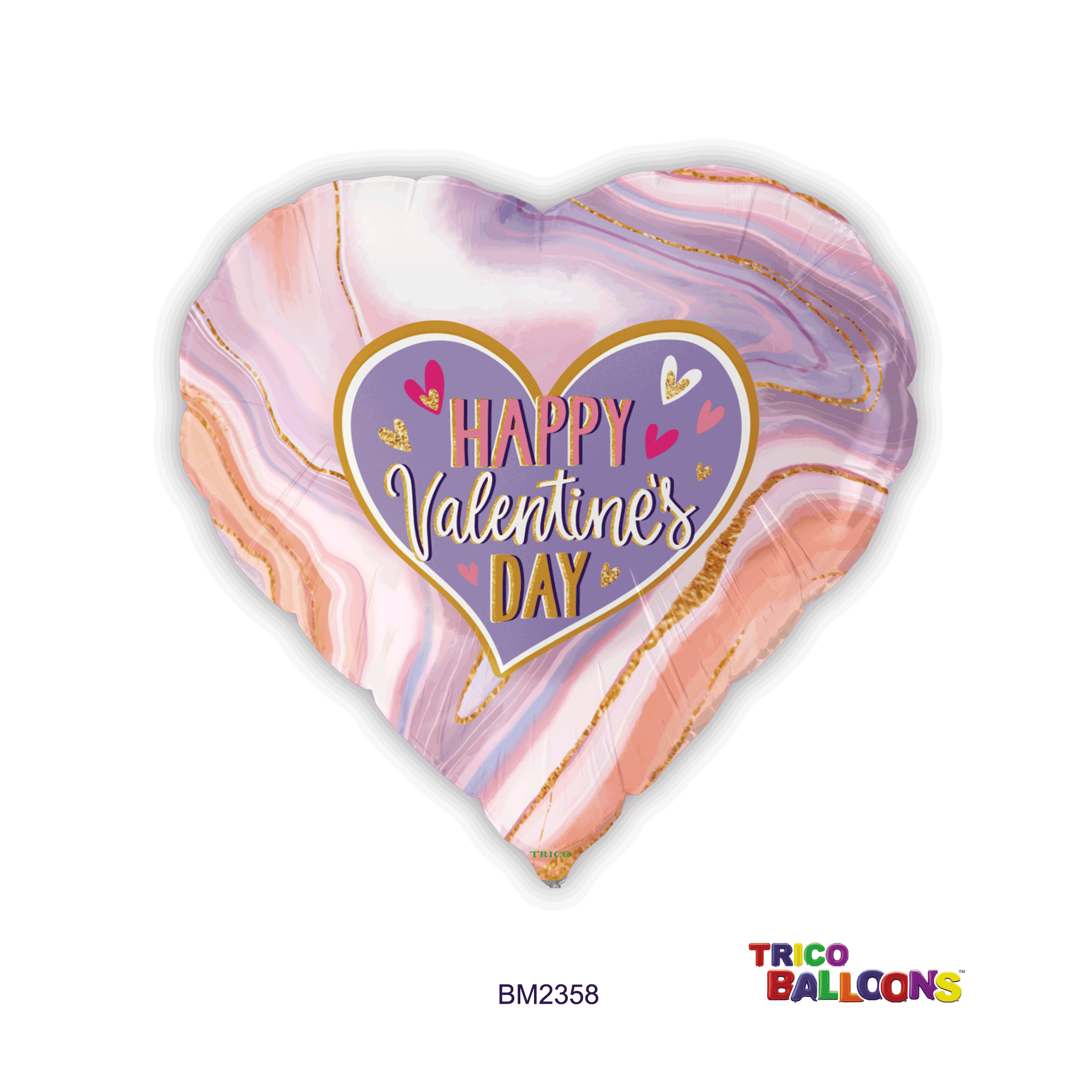 18" HAPPY VALENTINE'S MARBLE HEART DAY FOIL BALLOON