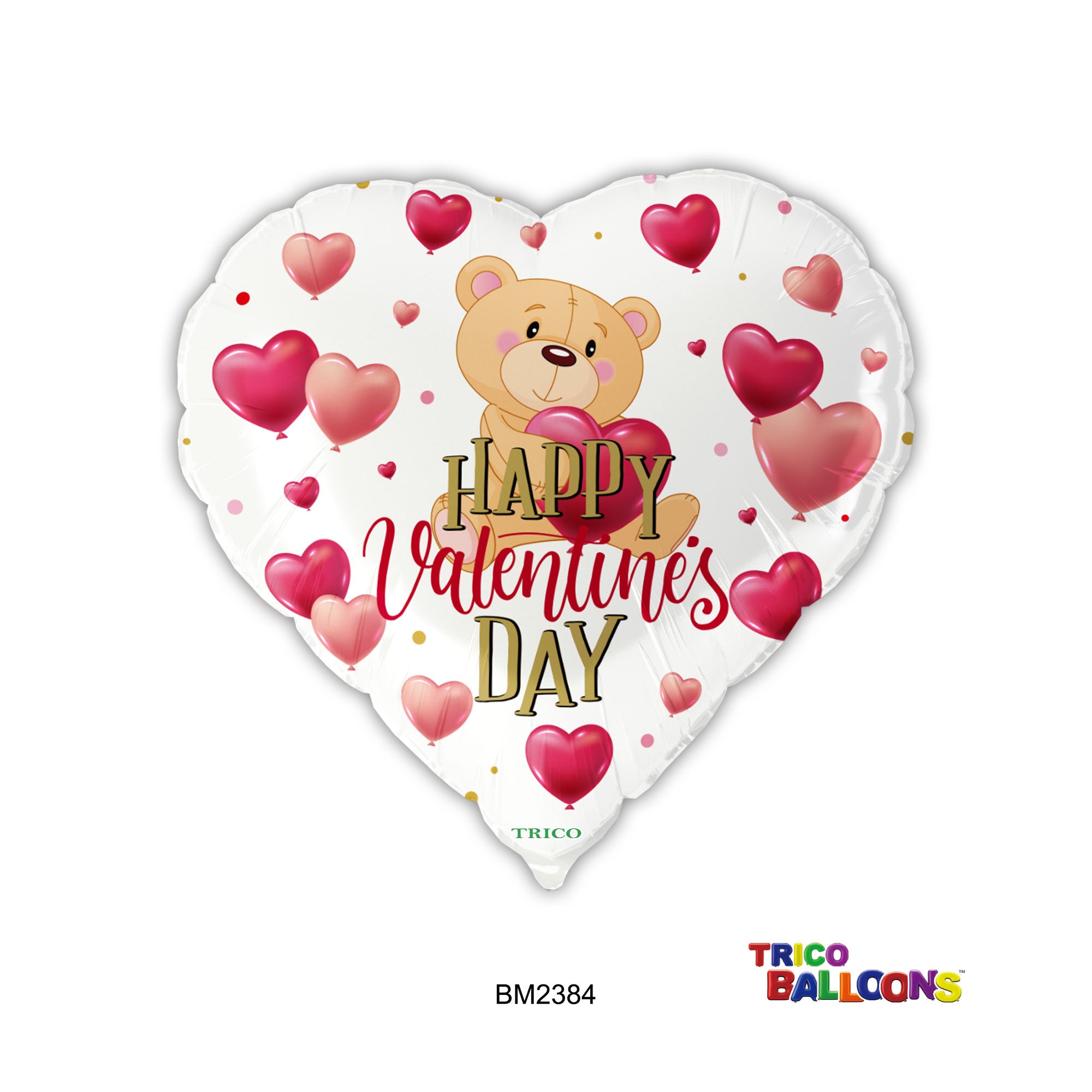 18" HAPPY VALENTINE'S DAY BEAR W/ HEART FOIL BALLOON
