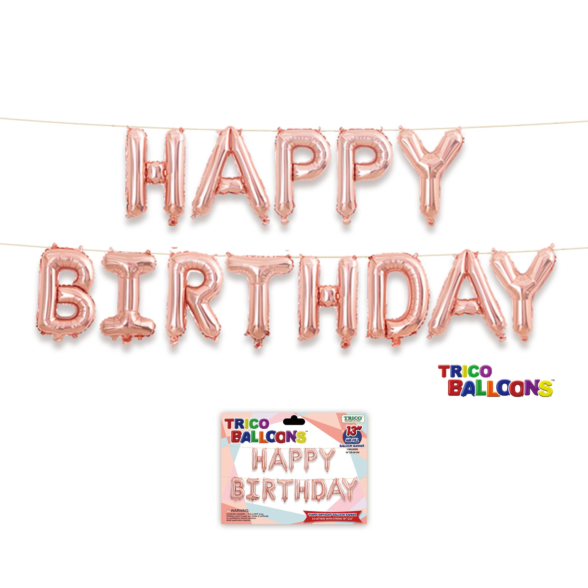 70" HAPPY BIRTHDAY BALLOON BANNER - ROSE GOLD