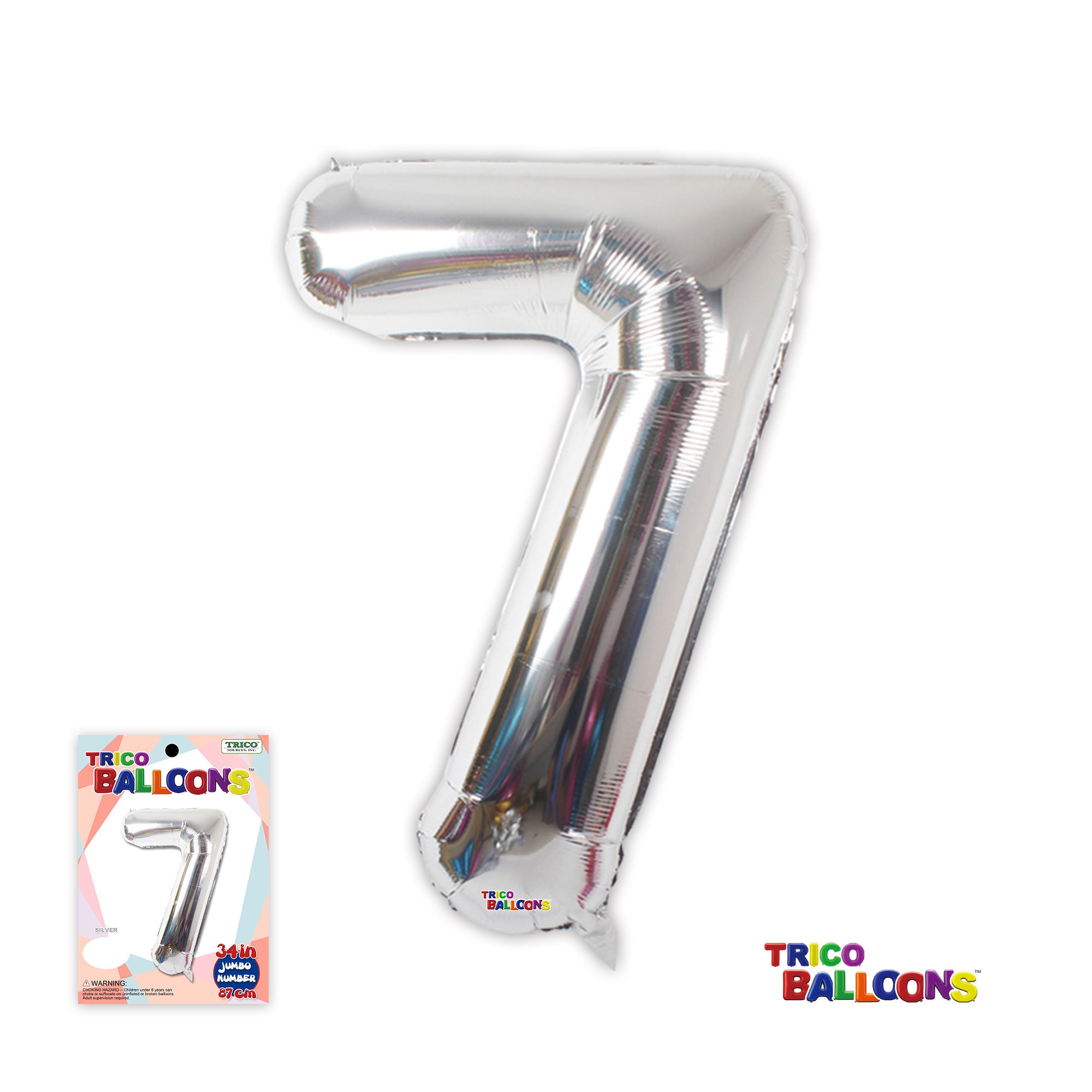 34" NUMBER FOIL BALLOON - 7 SILVER