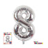 34" NUMBER FOIL BALLOON - 8 SILVER