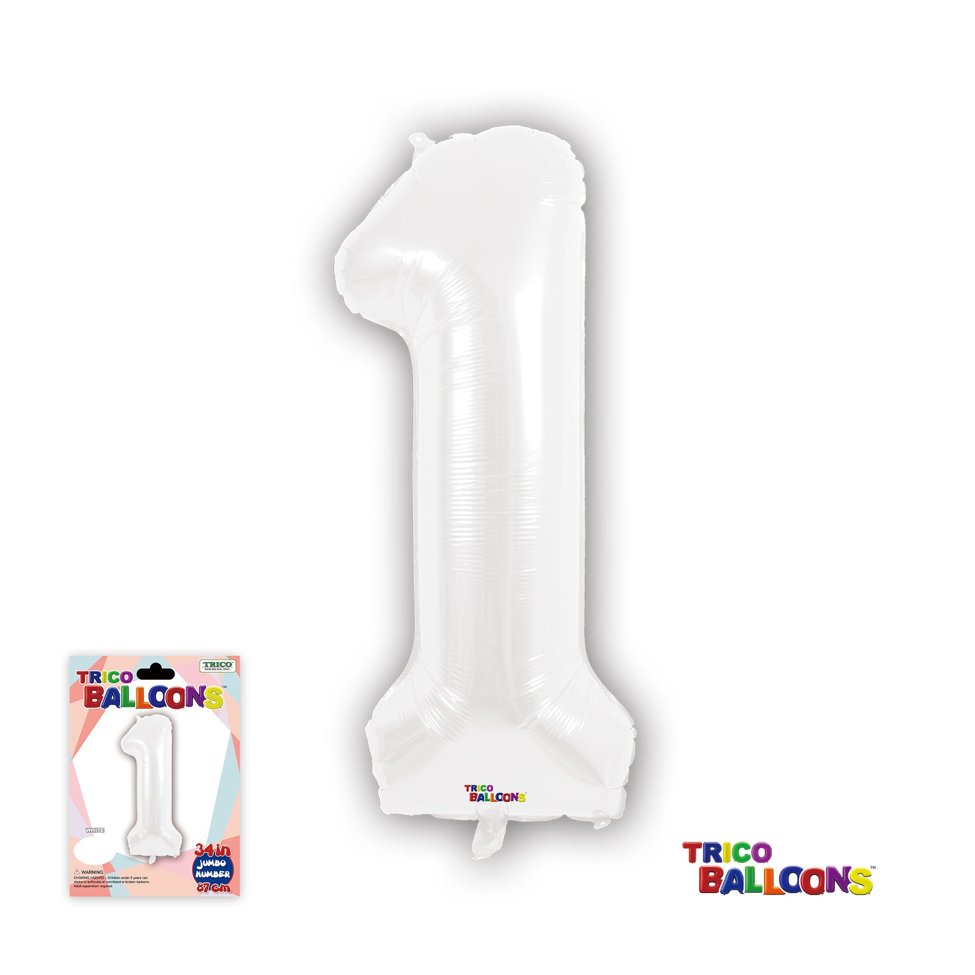 34" NUMBER FOIL BALLOON - 1 WHITE
