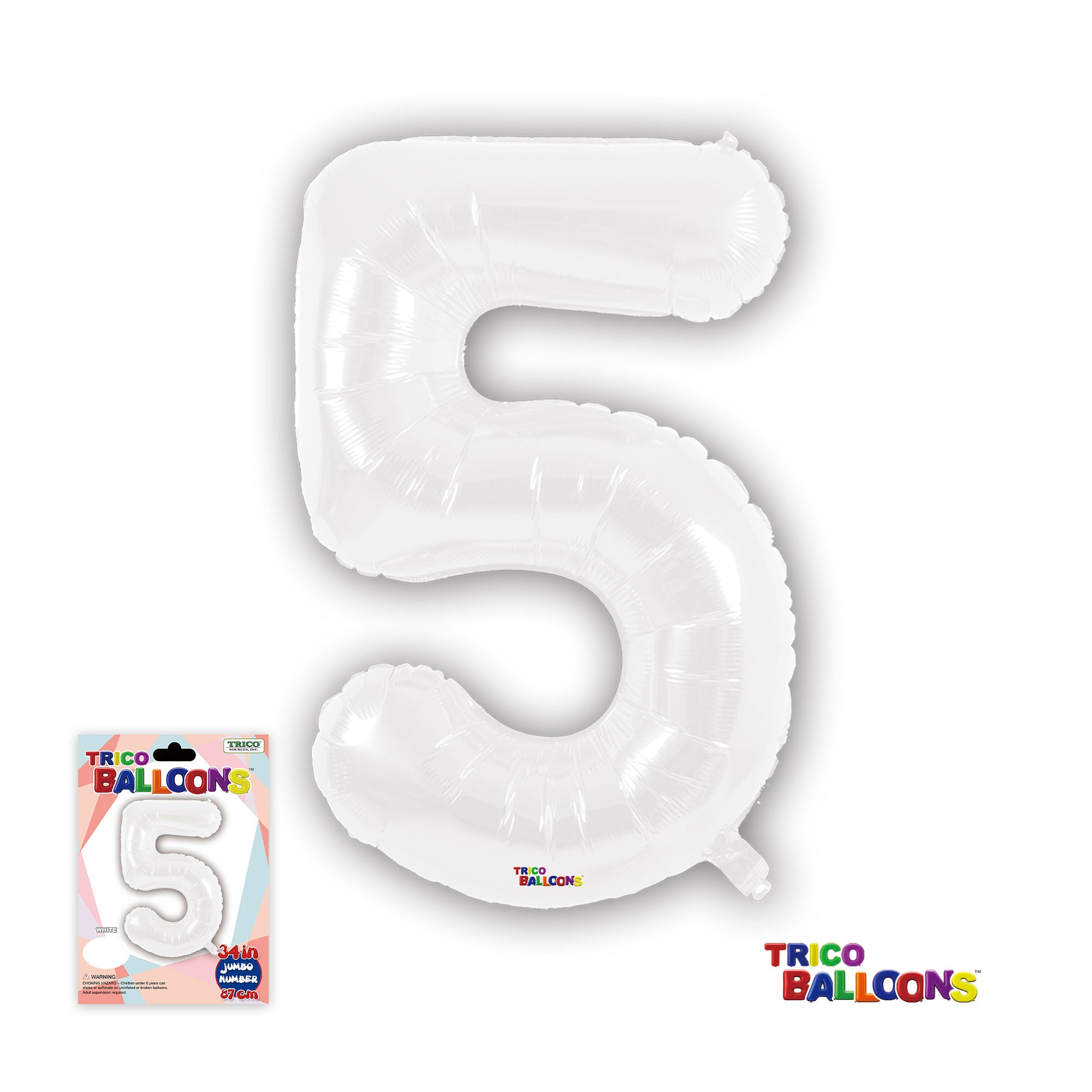 34" NUMBER FOIL BALLOON - 5 WHITE