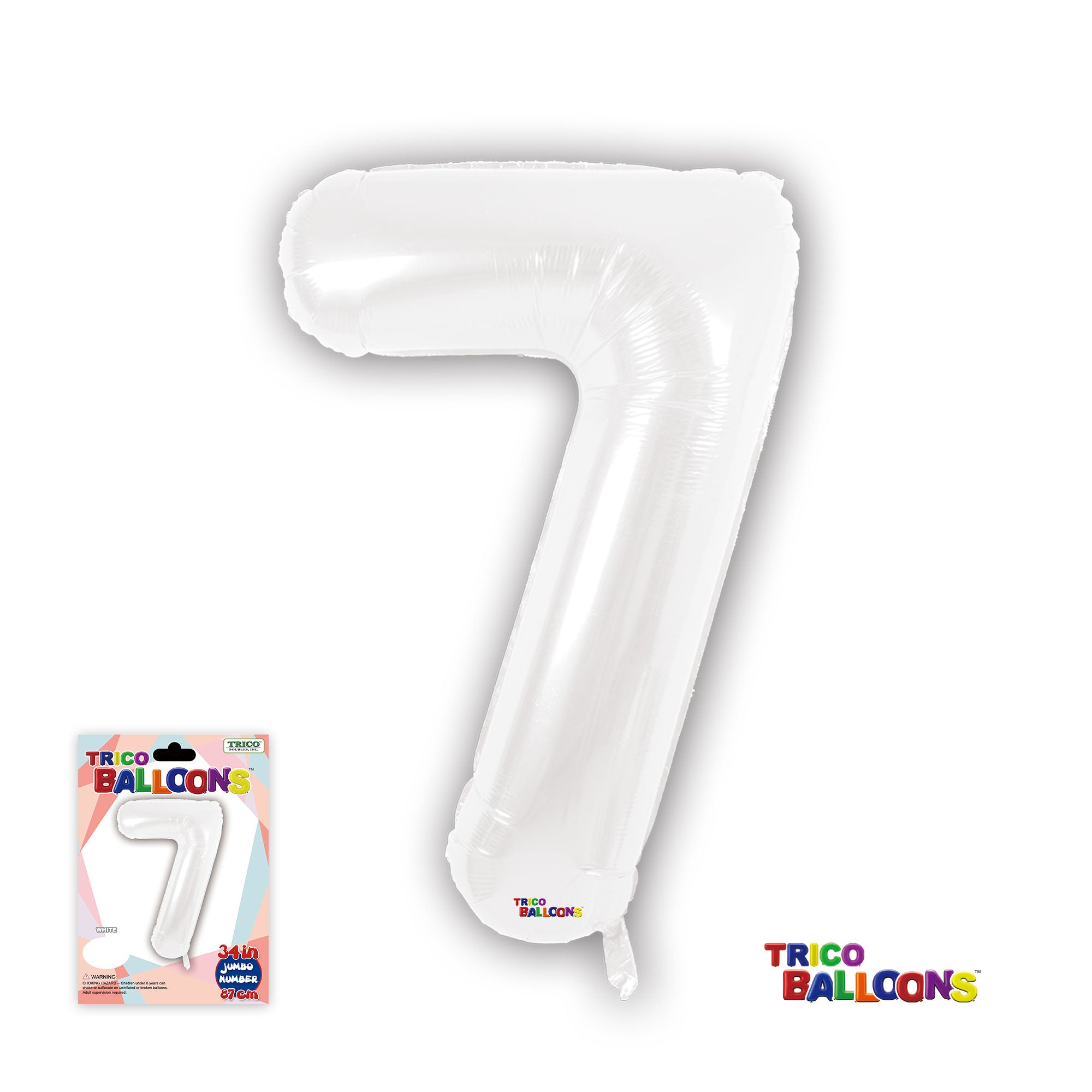 34" NUMBER FOIL BALLOON - 7 WHITE