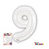 34" NUMBER FOIL BALLOON - 9 WHITE