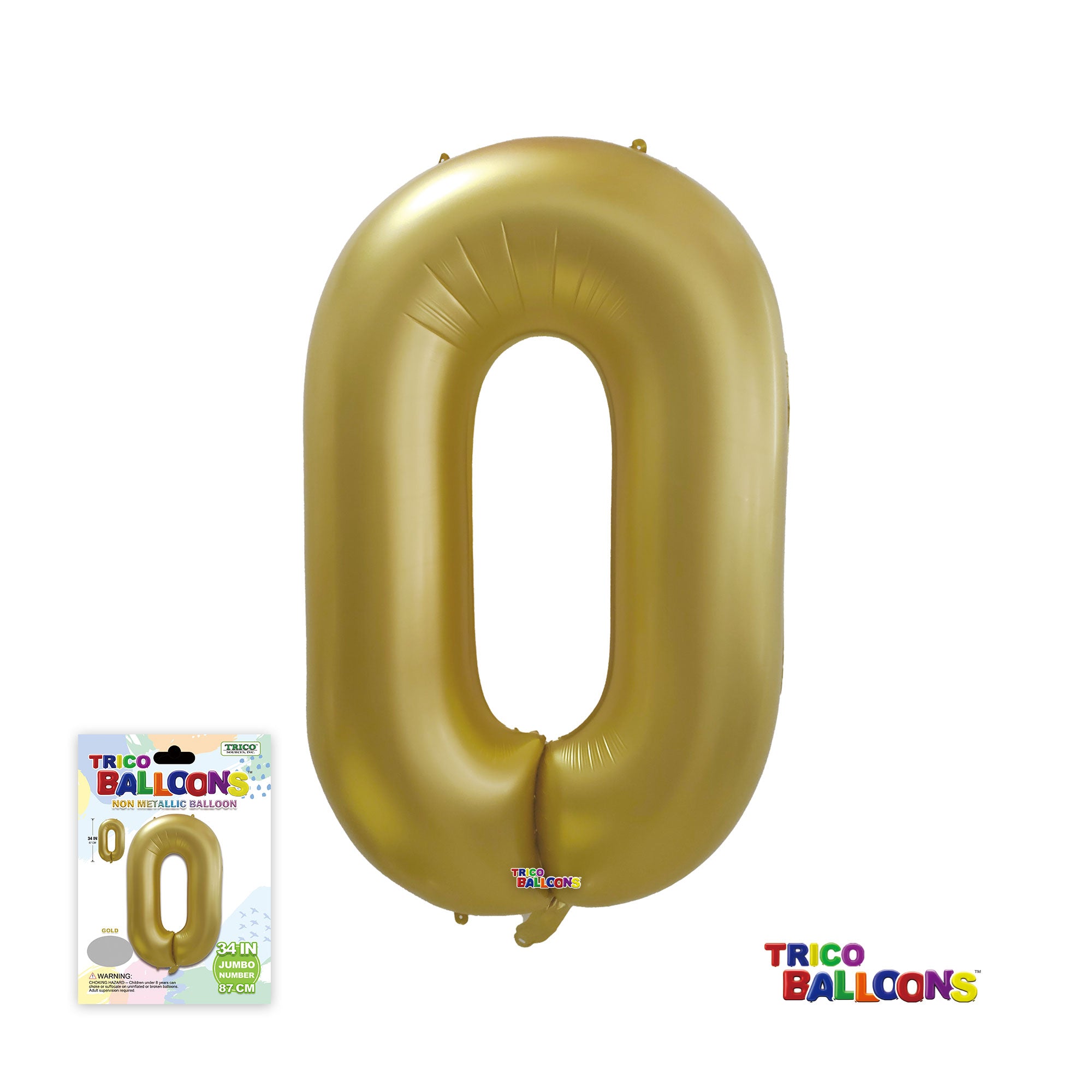 34" NUMBER FOIL BALLOON - 0 GOLD