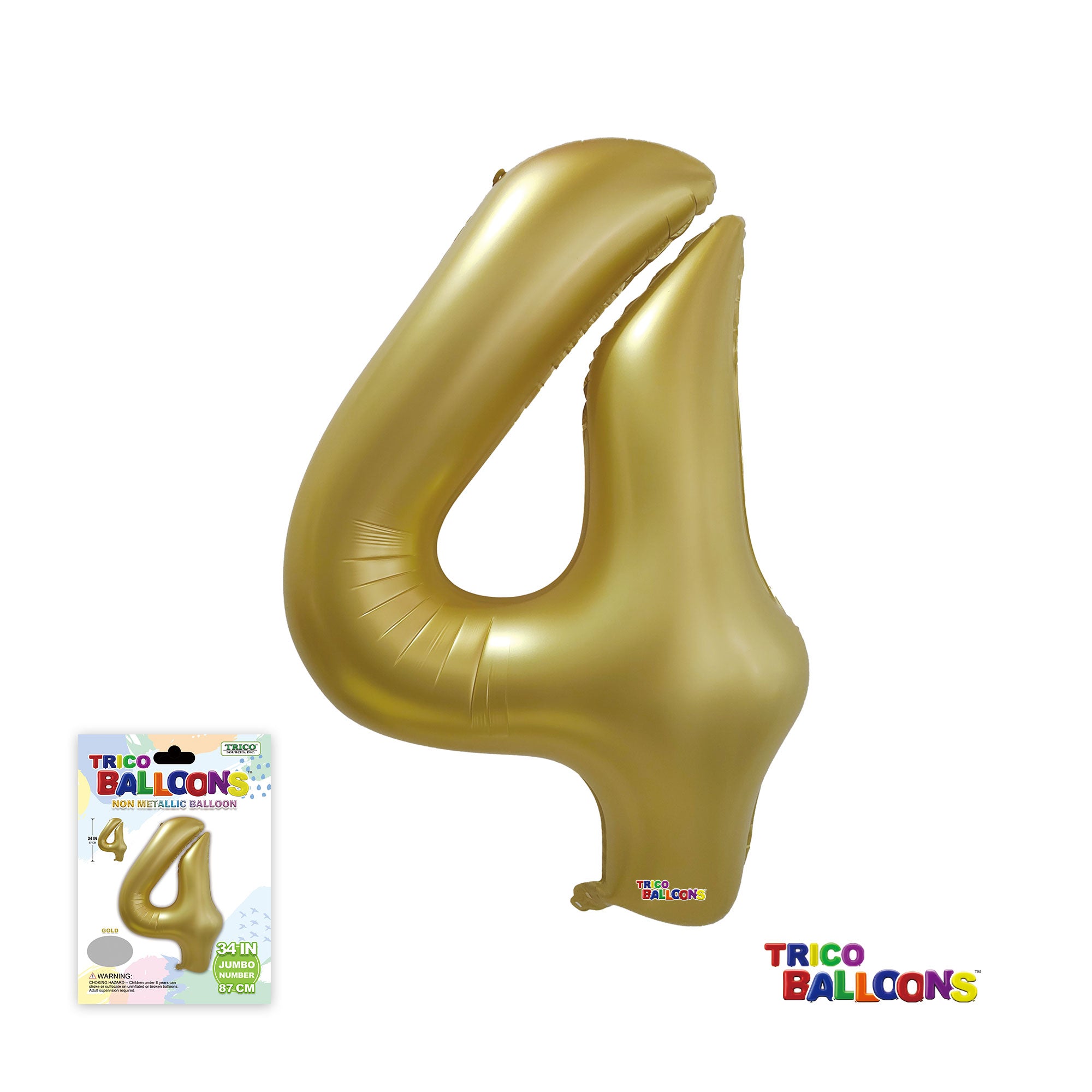 34" NUMBER FOIL BALLOON - 4 GOLD