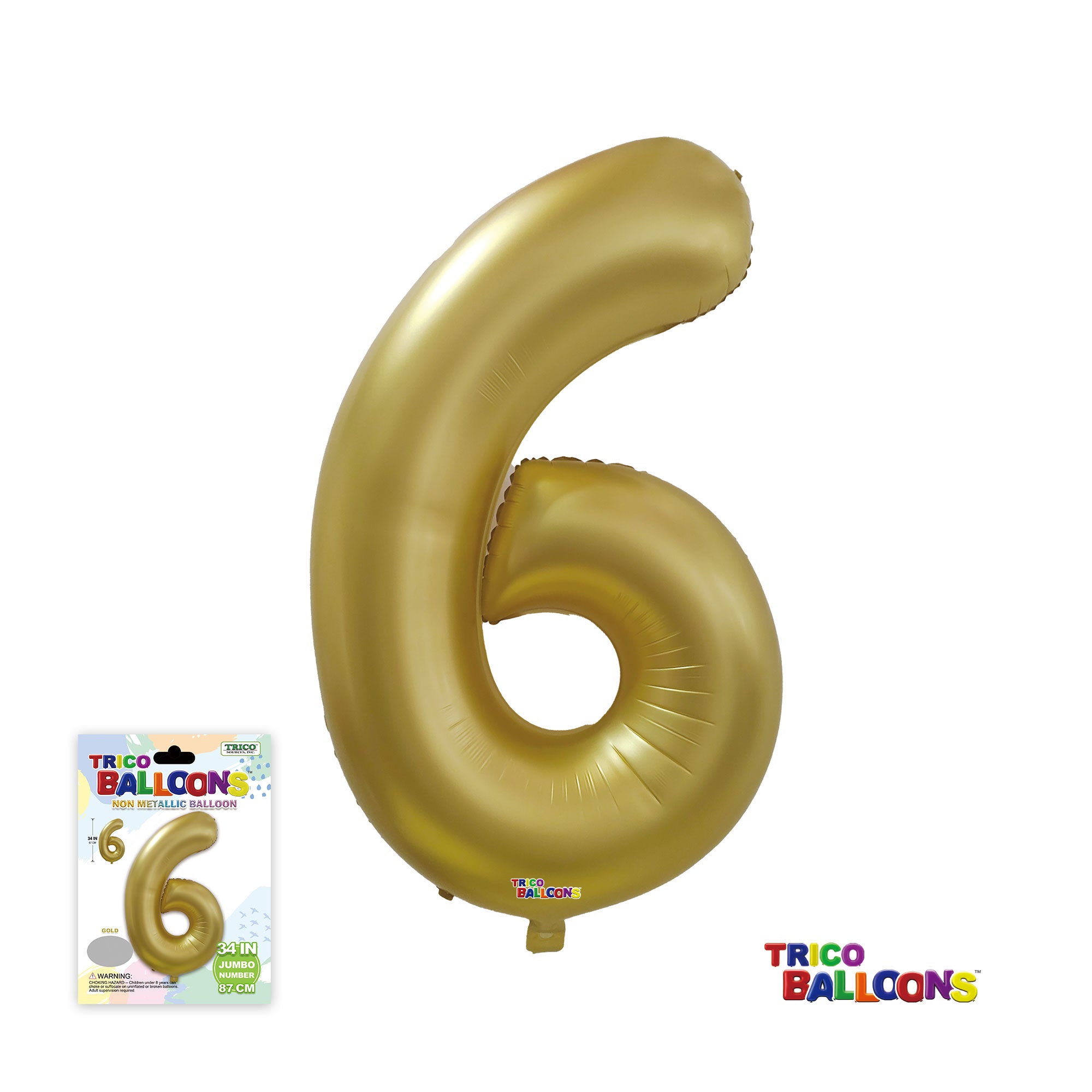 34" NUMBER FOIL BALLOON - 6 GOLD