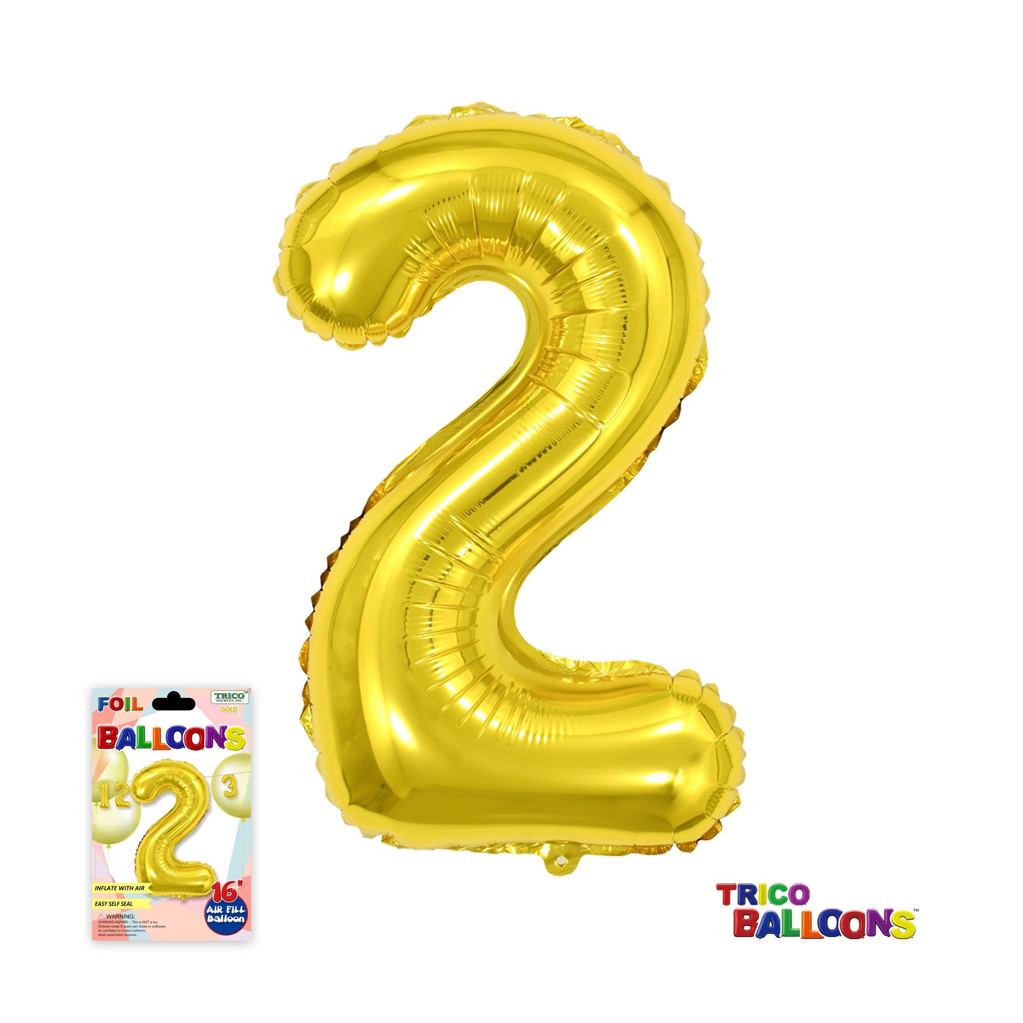 16" AIR FILL NUMBER "2" FOIL - GOLD