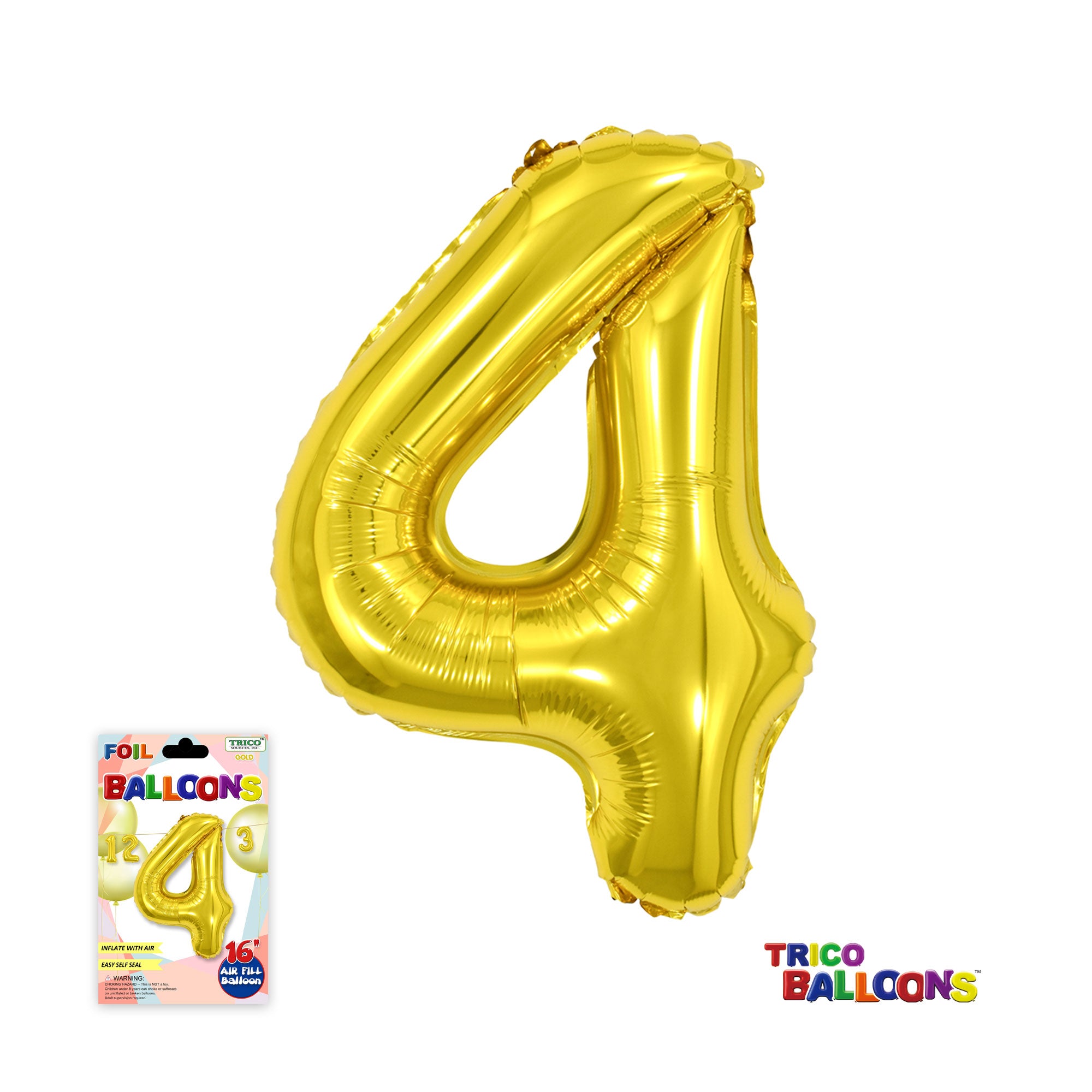 16" AIR FILL NUMBER "4" FOIL - GOLD