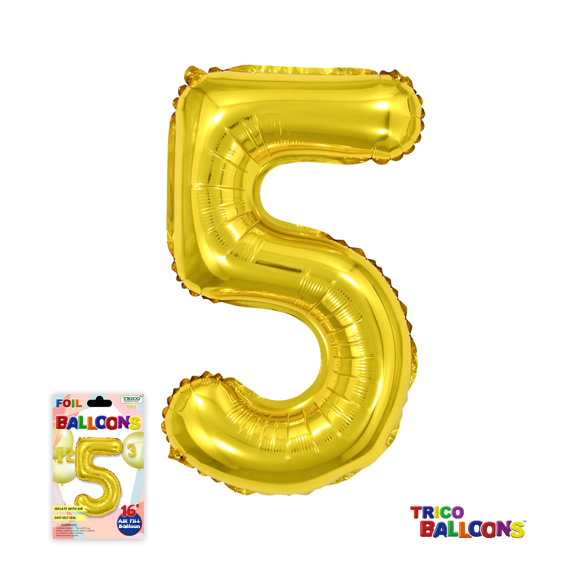 16" AIR FILL NUMBER "5" FOIL - GOLD