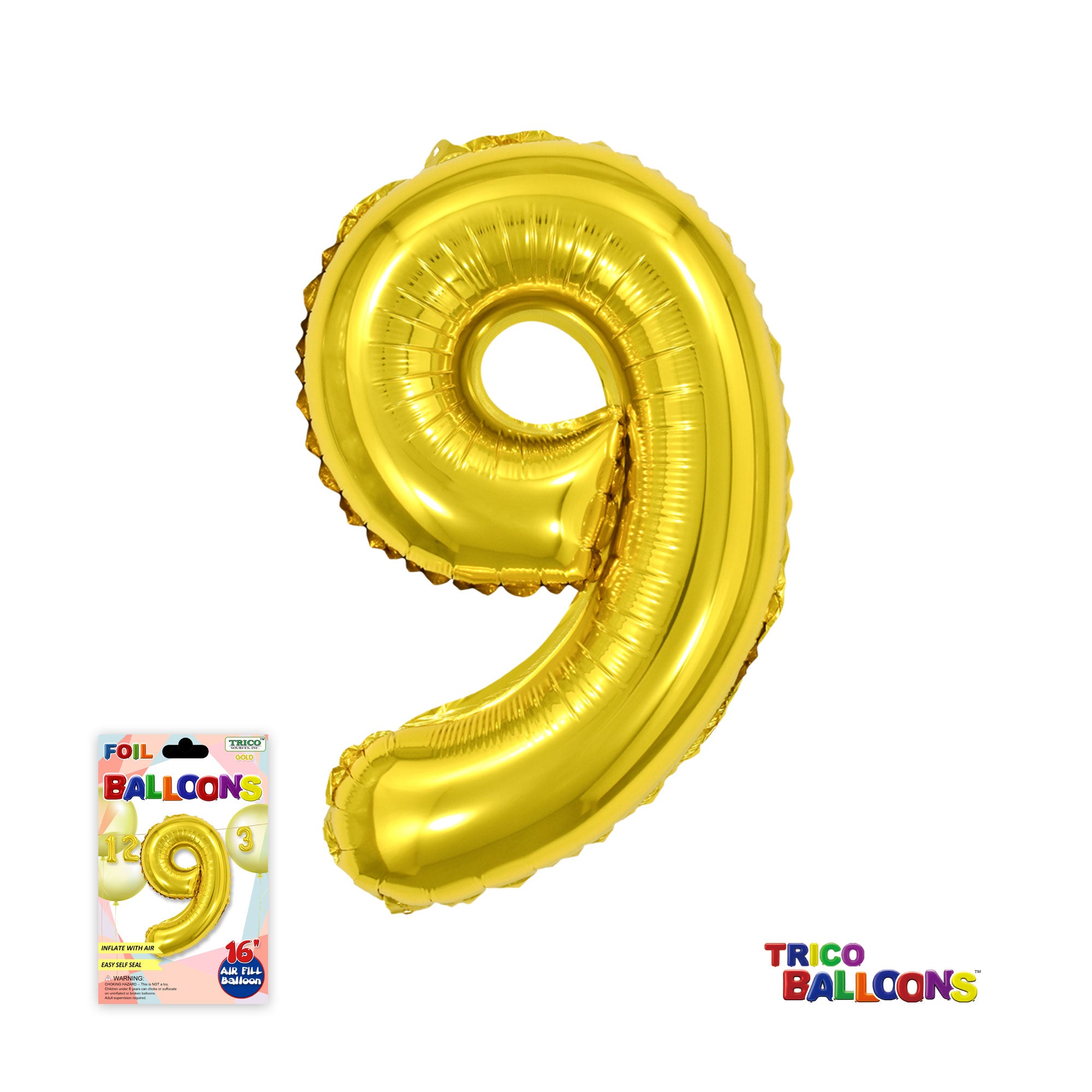 16" AIR FILL NUMBER "9" FOIL - GOLD