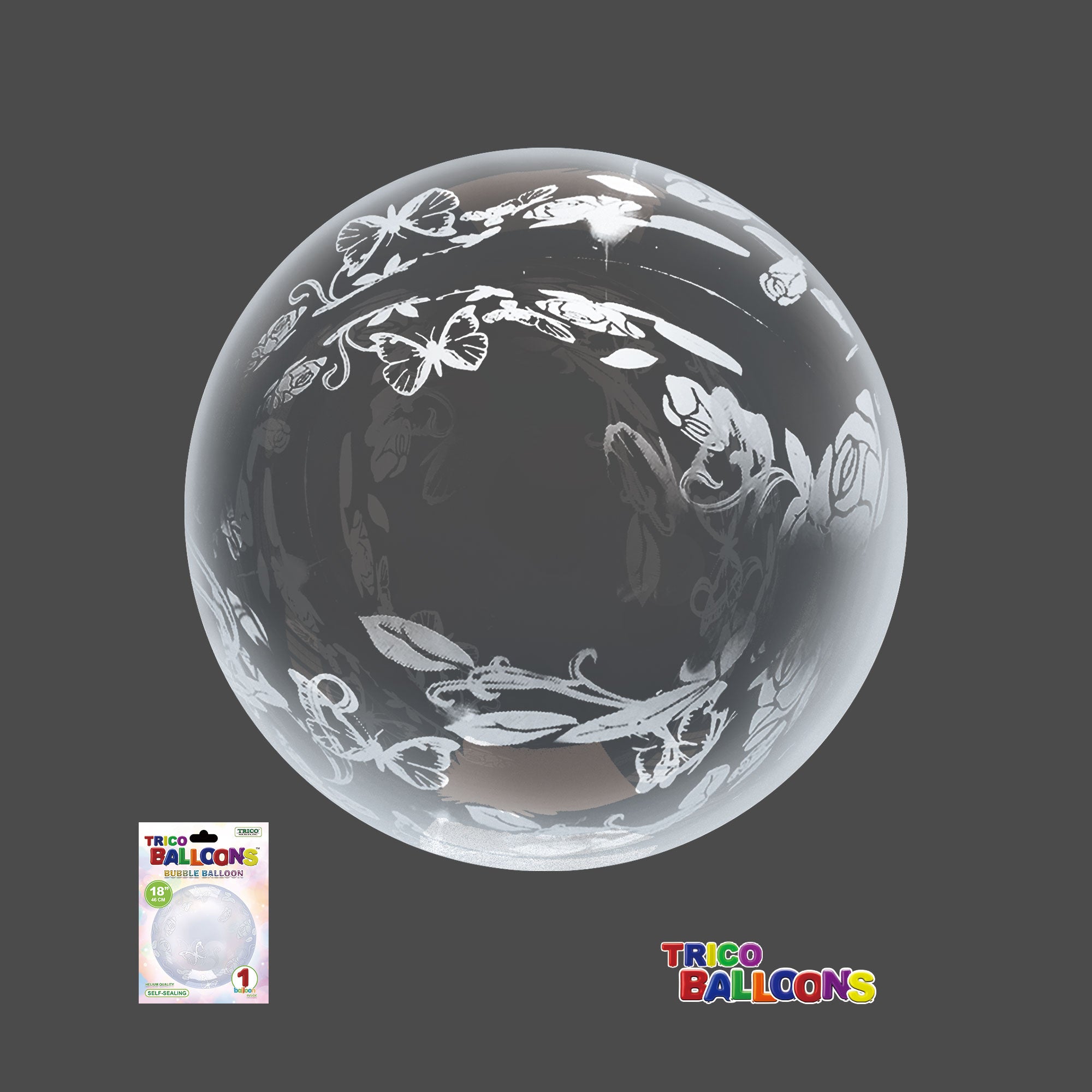 18" CLEAR BUBBLE BALLOON - BUTTERFLY
