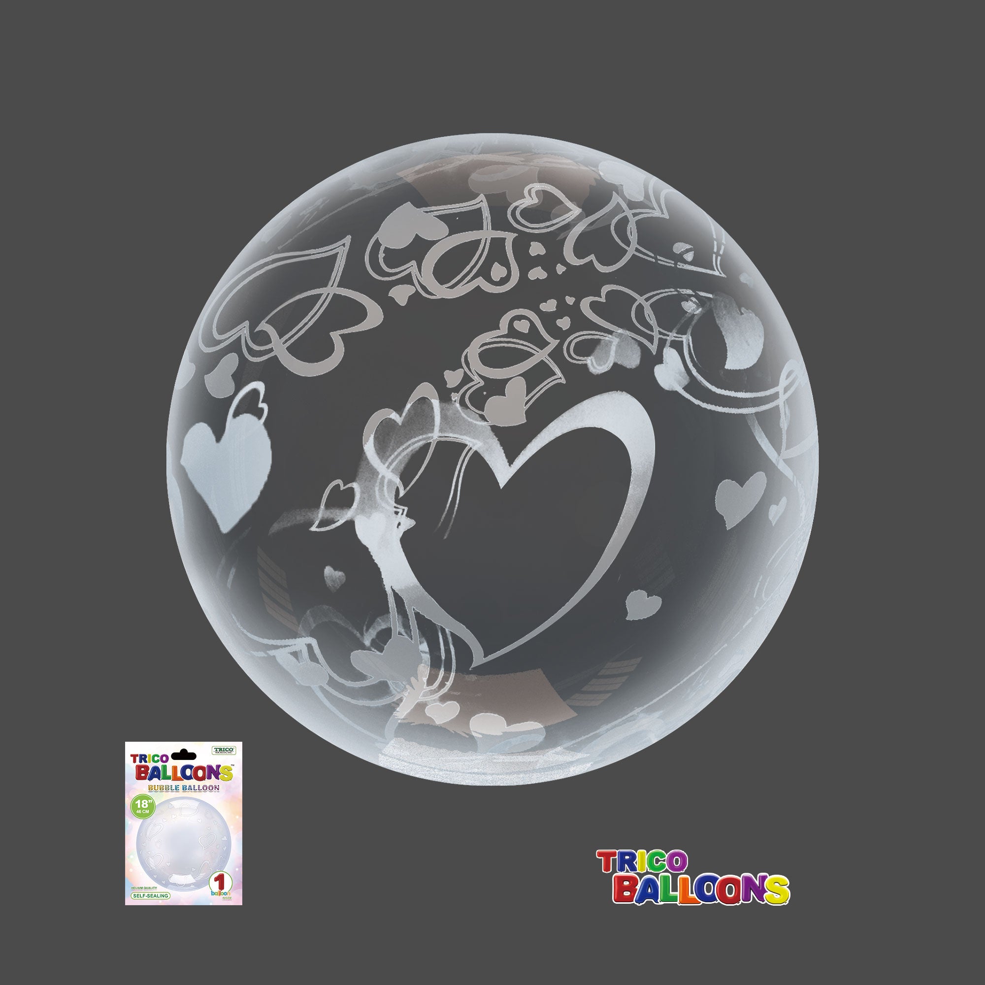 18" CLEAR BUBBLE BALLOON - HEART