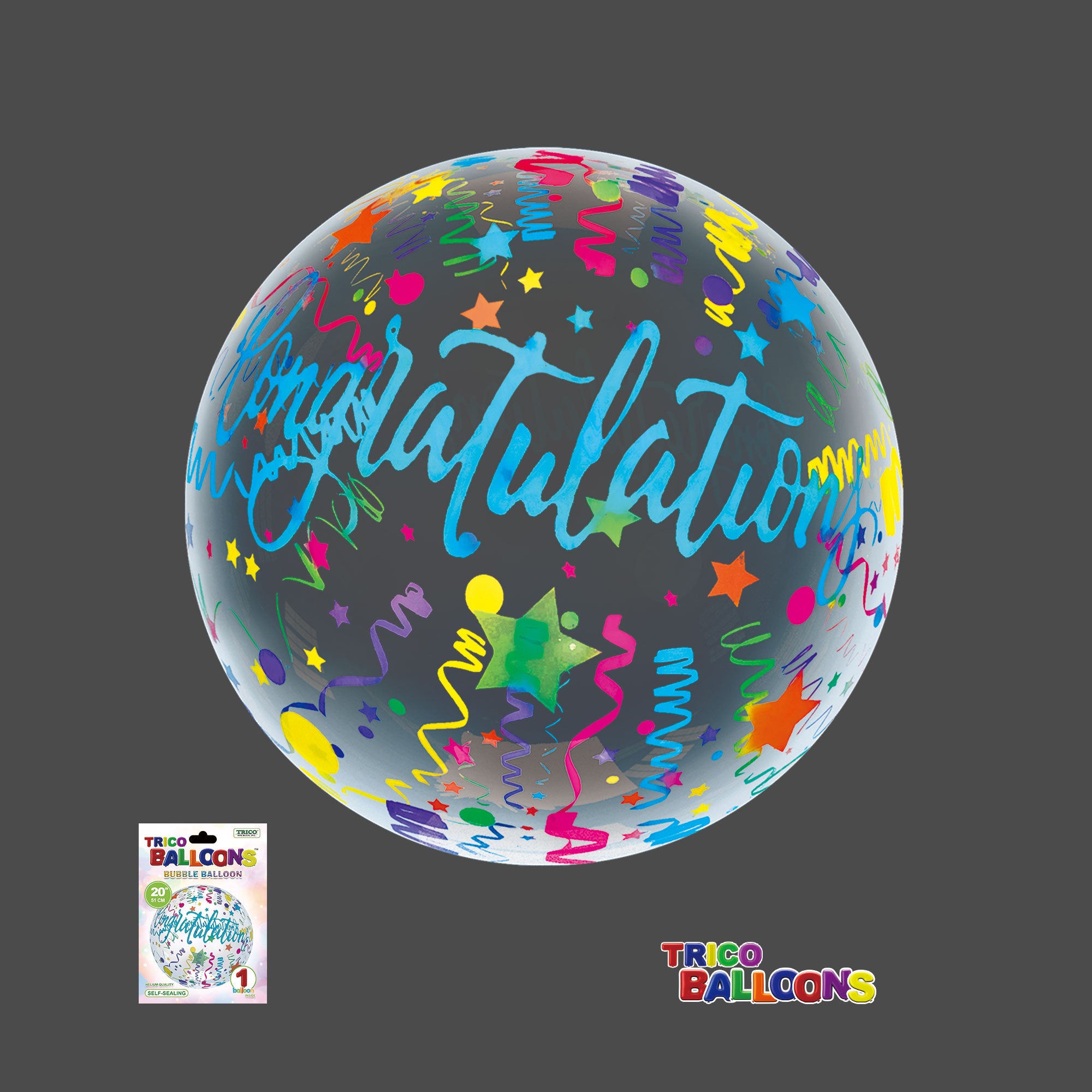20" CLEAR BUBBLE BALLOON - CONGRATULATIONS