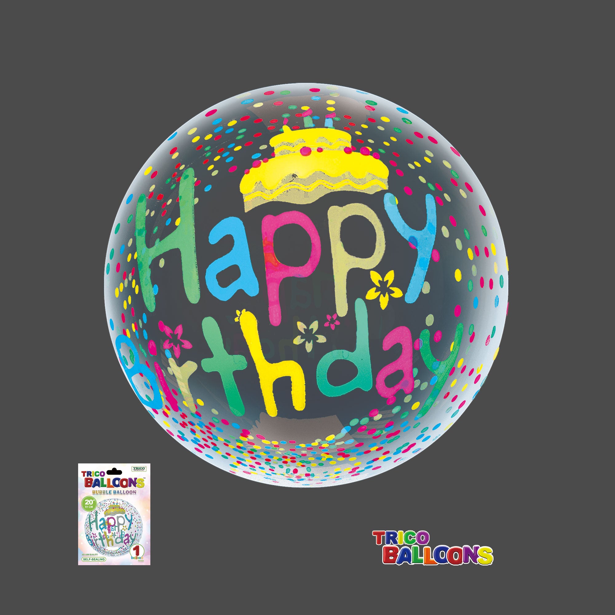 20" CLEAR BUBBLE BALLOON - HAPPY BIRTHDAY