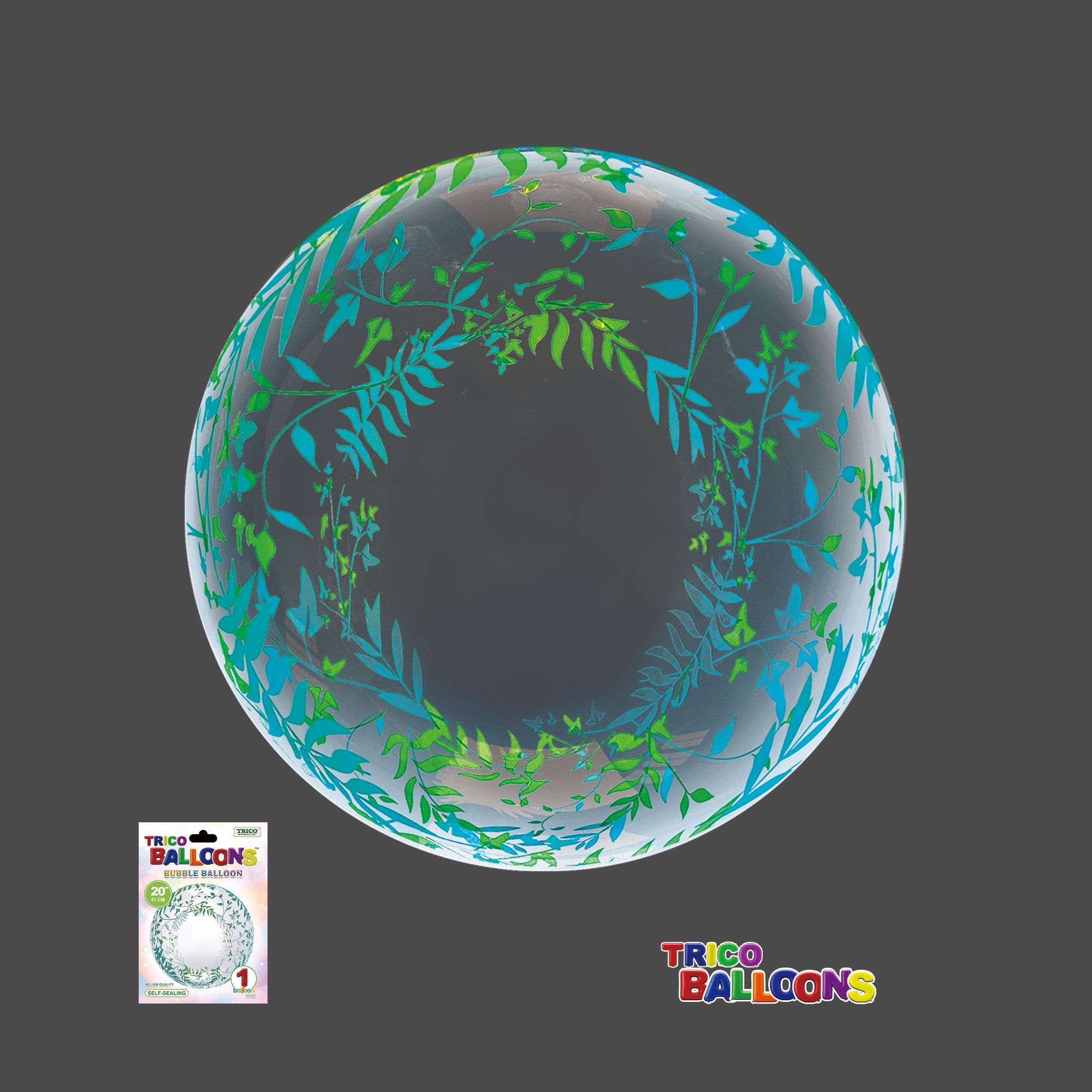 20" CLEAR BUBBLE BALLOON - LEAVES