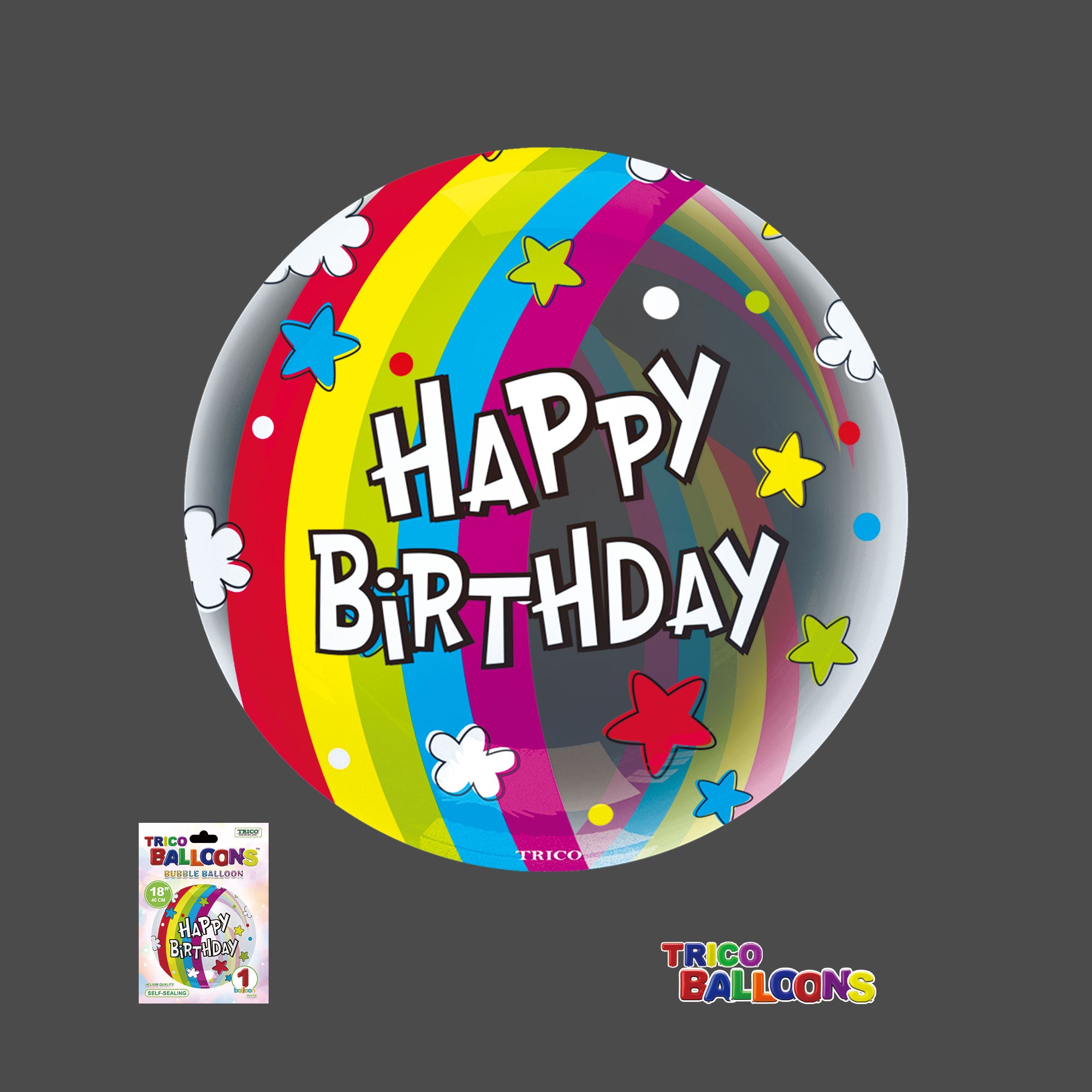 18" CLEAR BUBBLE BALLOON - HAPPY BIRTHDAY