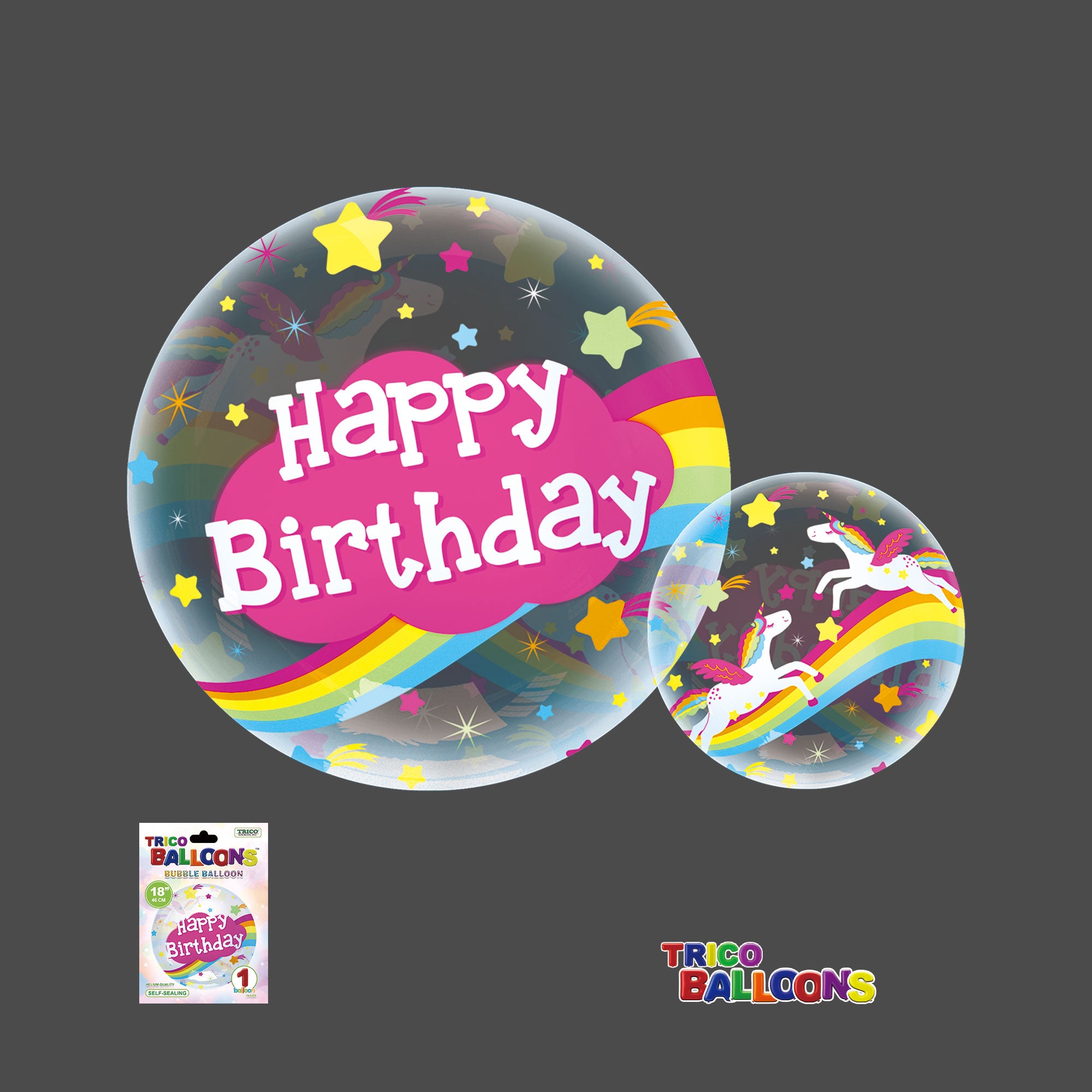 18" CLEAR BUBBLE BALLOON - HAPPY BIRTHDAY