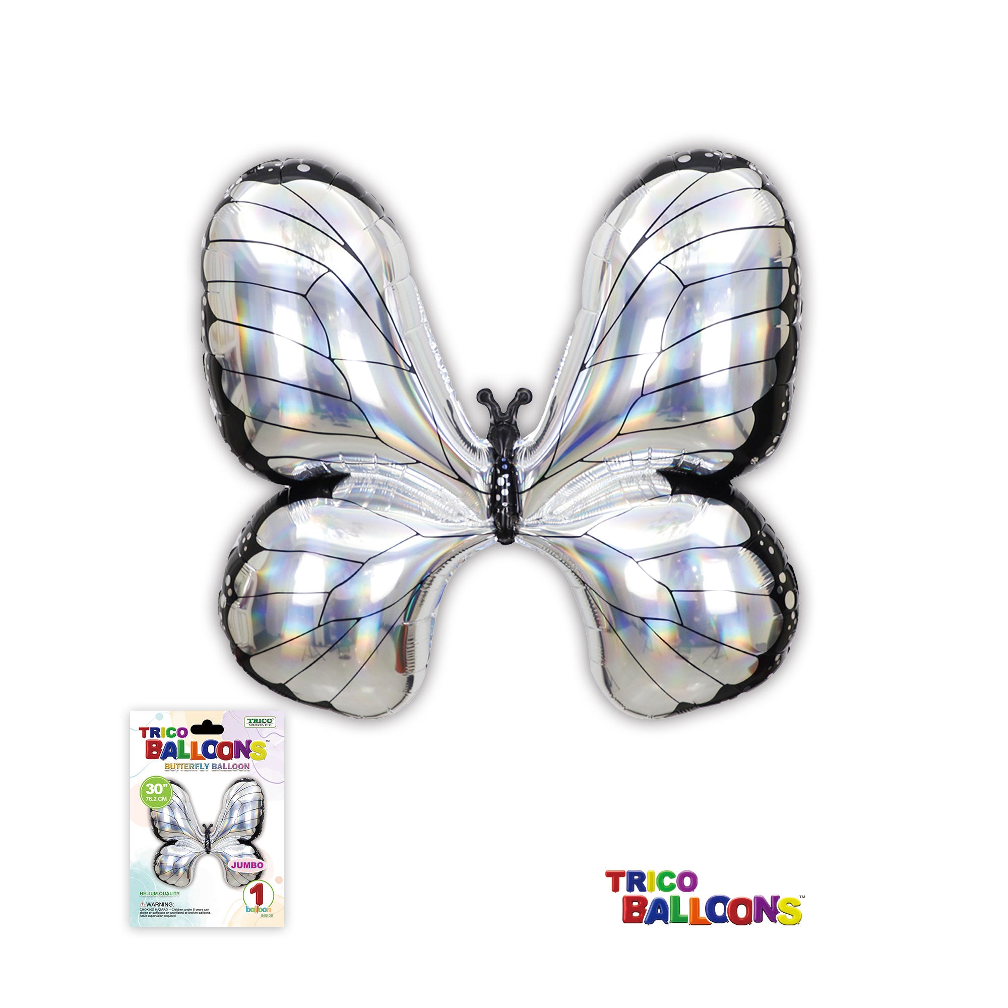 30" BUTTERFLY FOIL BALLOON 1 CT - SILVER